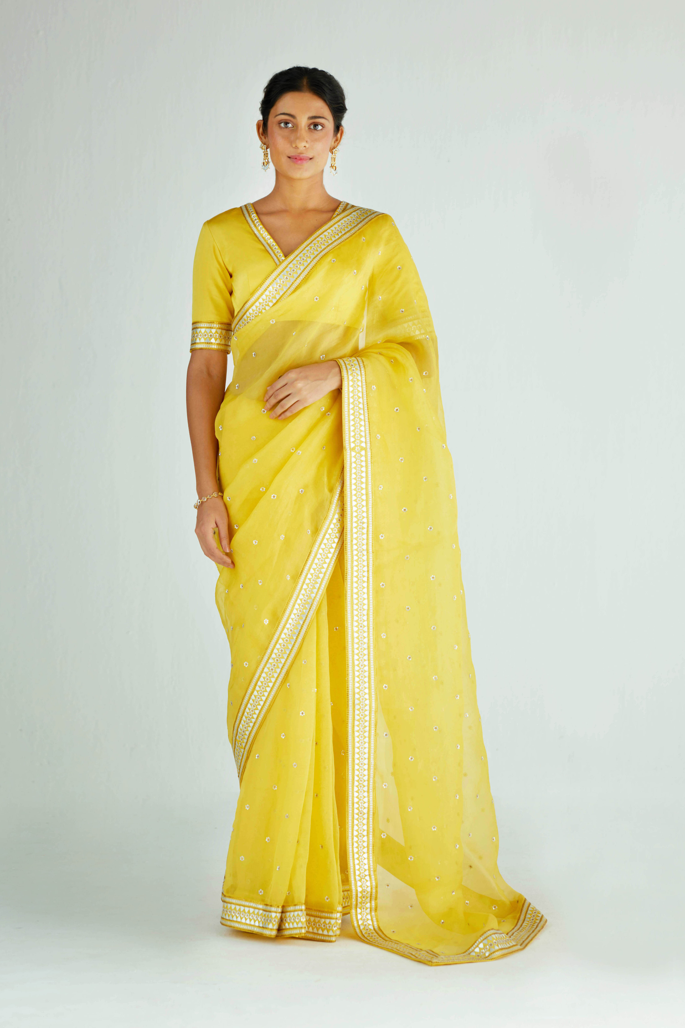 Mirrored Pyramids Border Saree Set