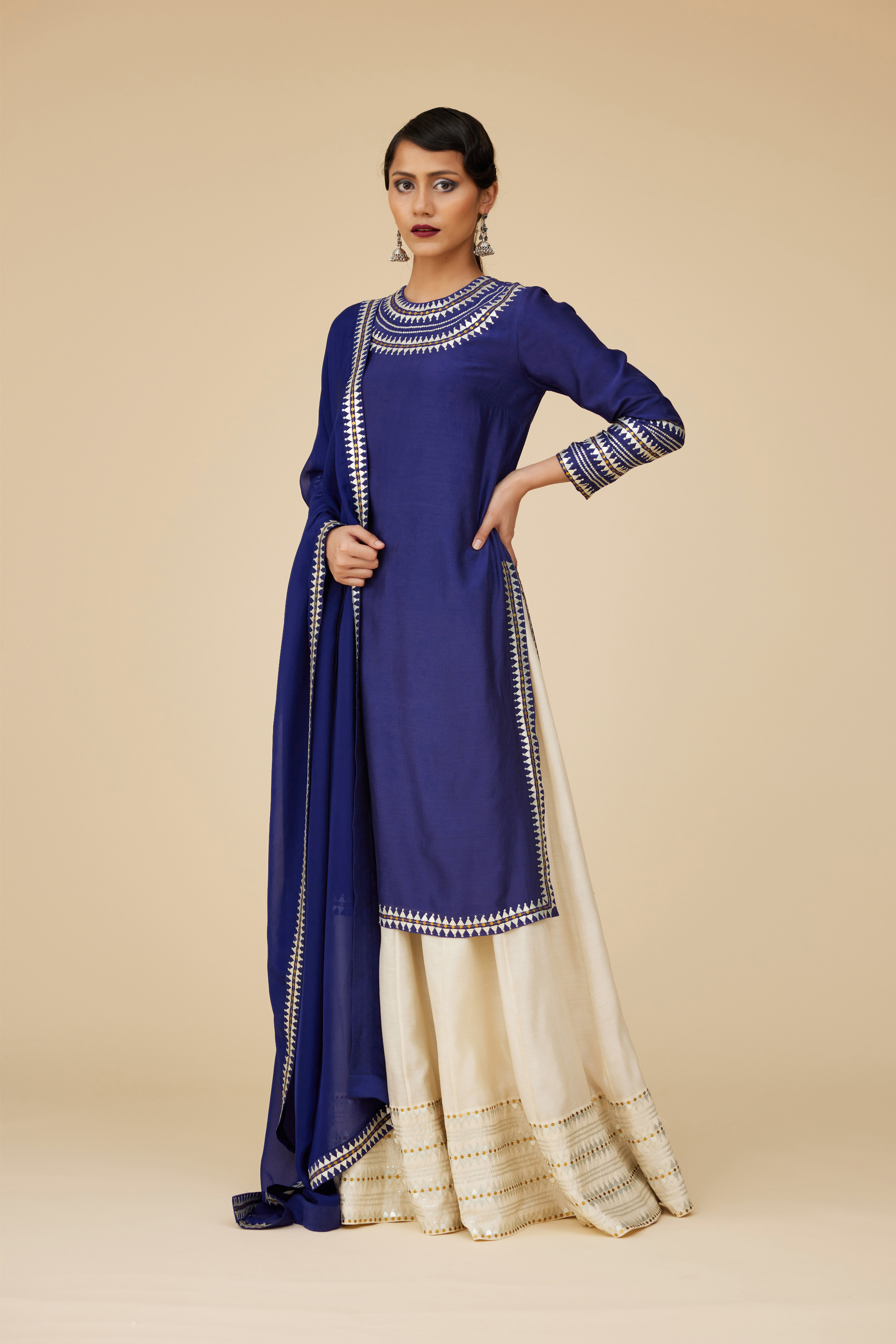 Gorget Neckline Sharara Set