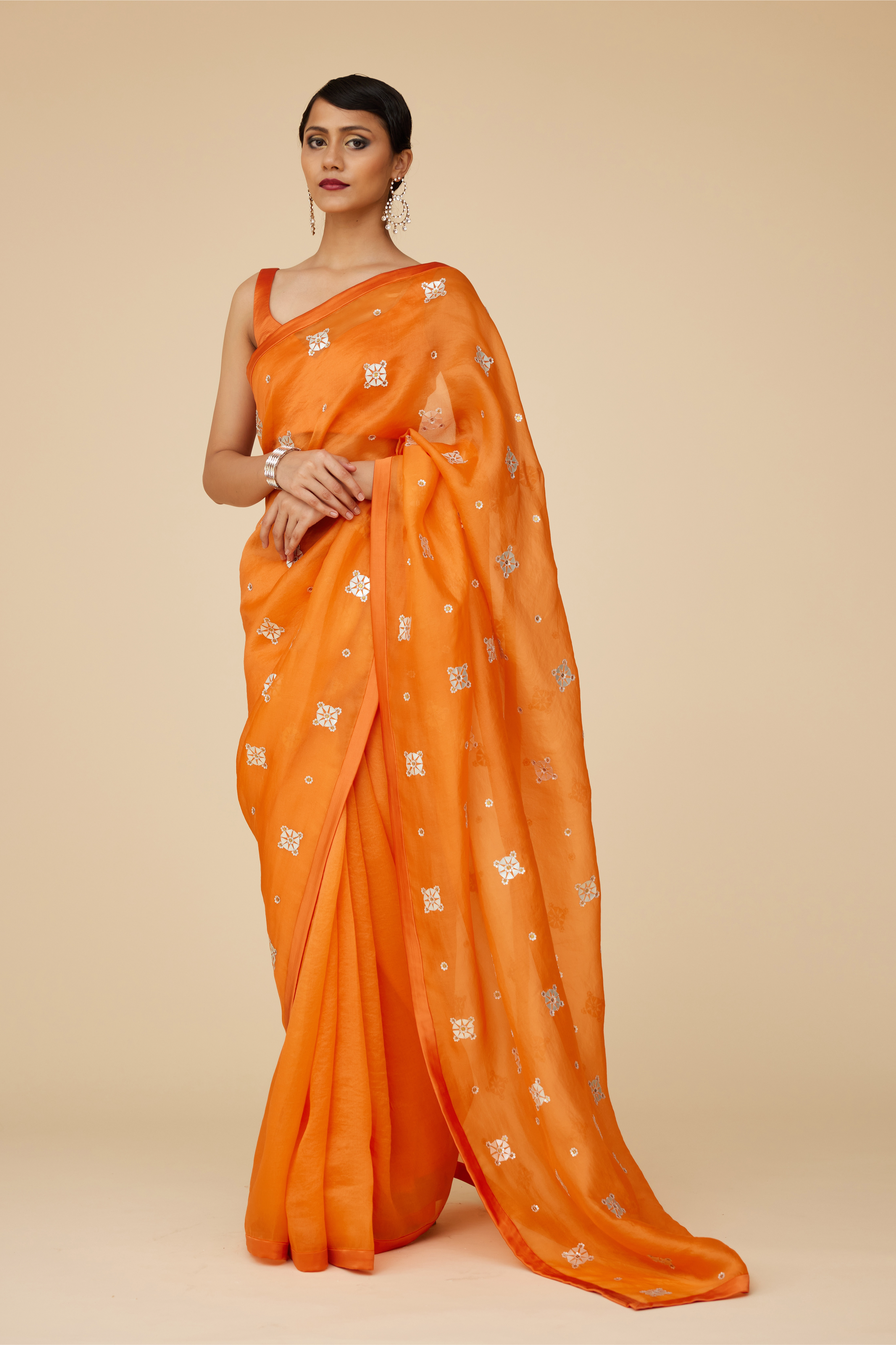 Medallion Motif Saree Set