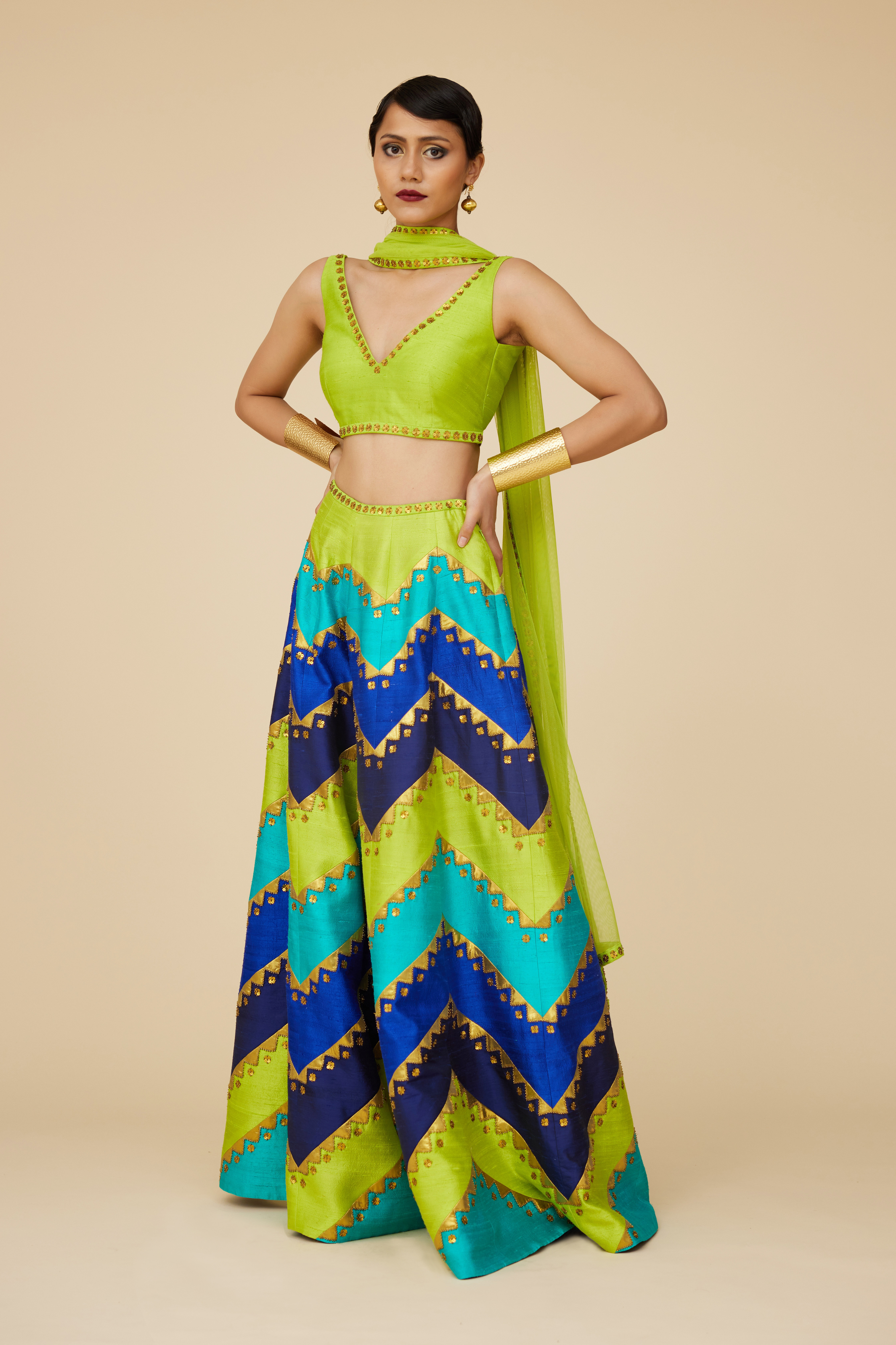 Multi-Coloured Chevron Palazzo Set