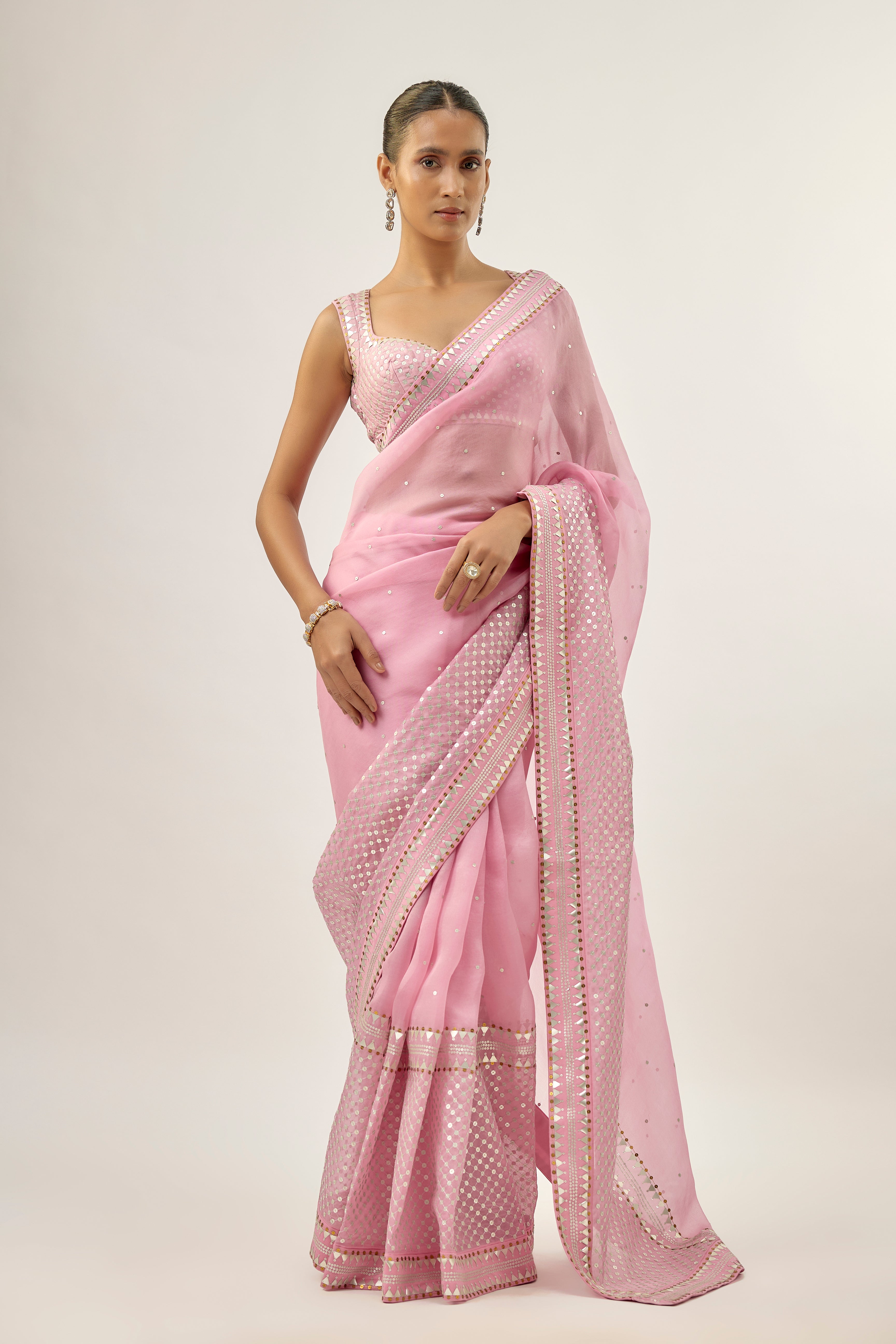 Jaal Border Saree Set