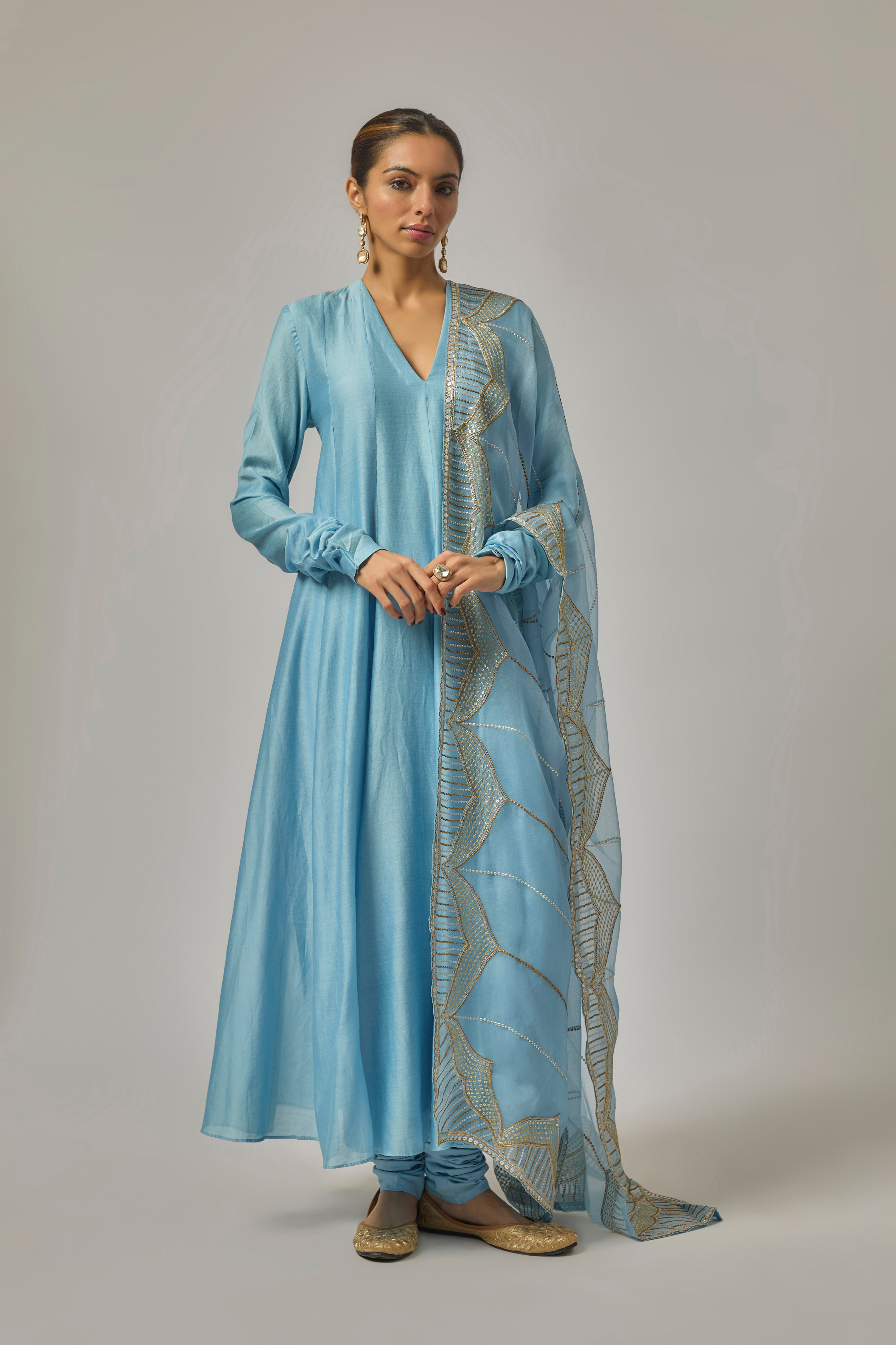 Domes Dupatta Anarkali Set