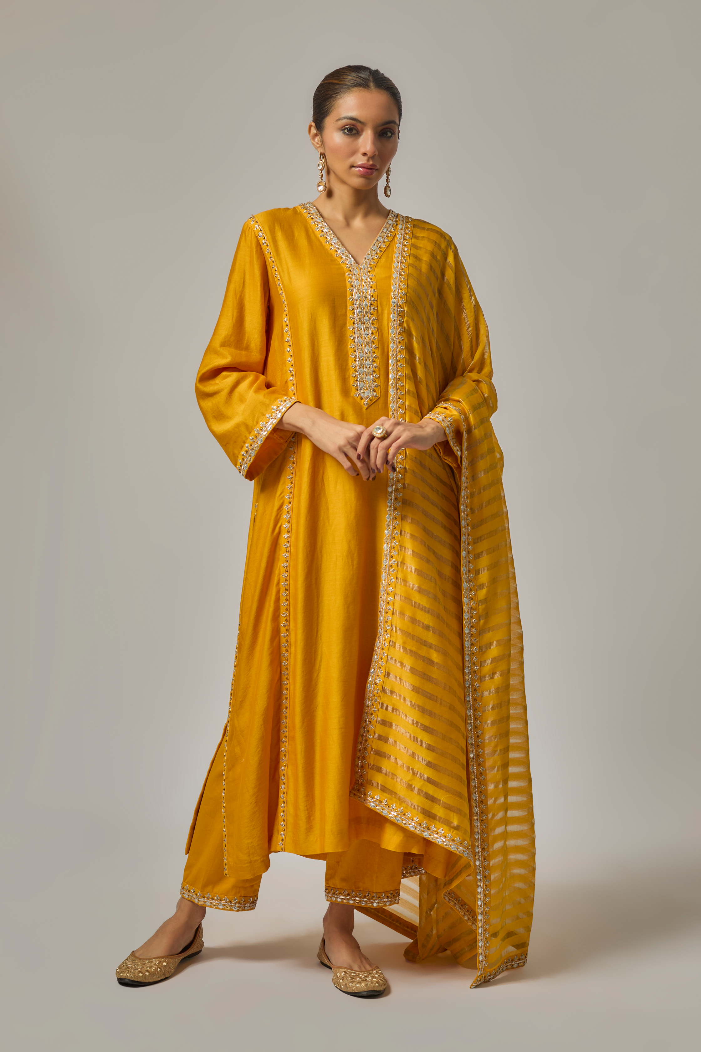 Gota-Patti Placket Kurta Set