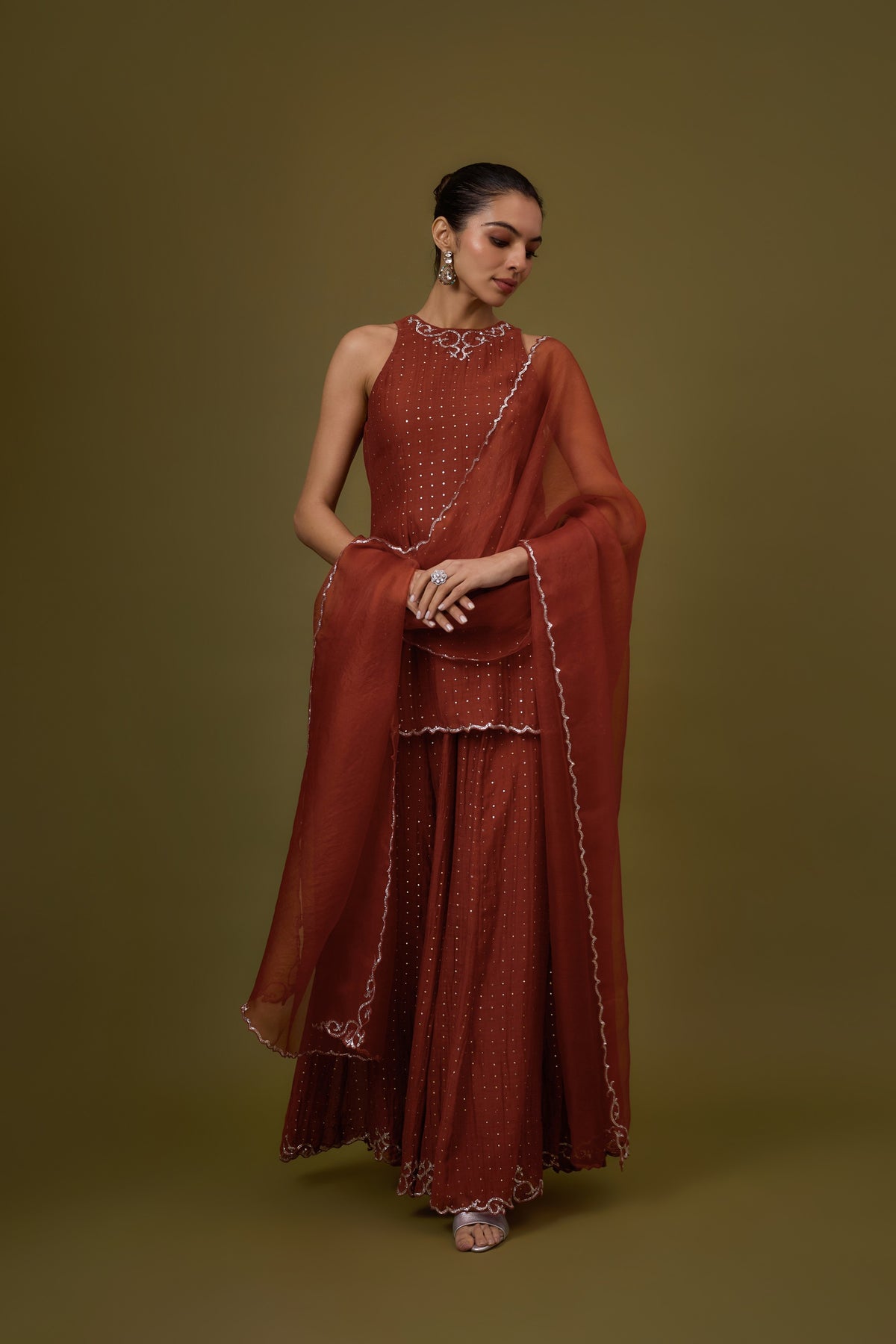Baroque Neckline Sharara Set