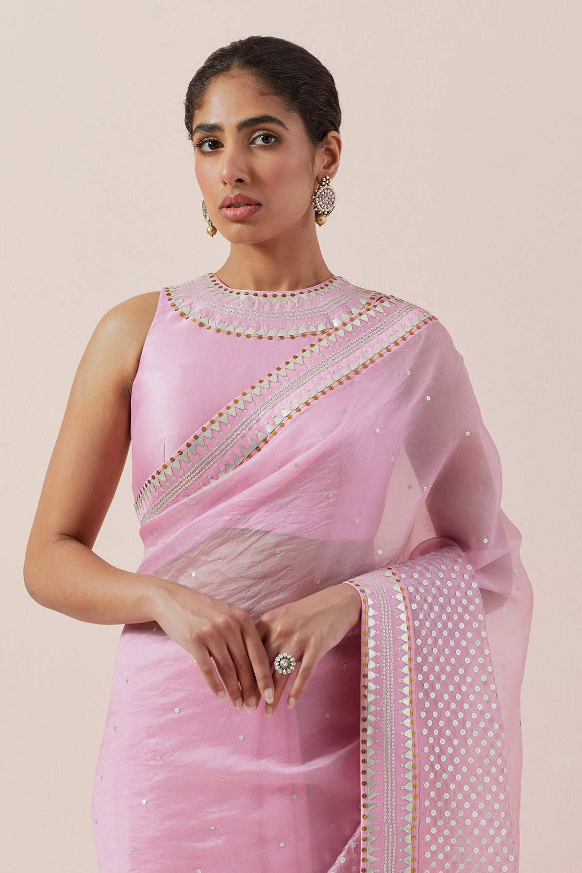 Jaal Border Saree Set