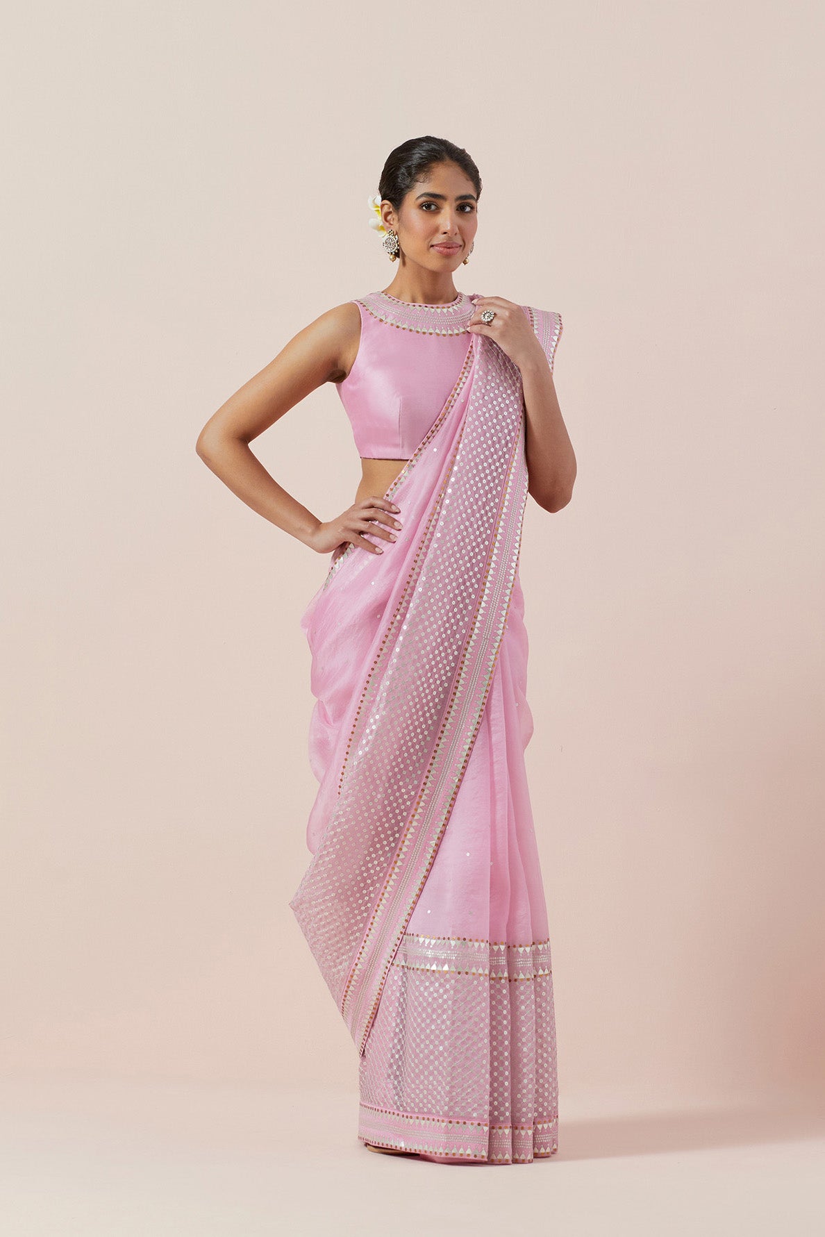 Jaal Border Saree Set