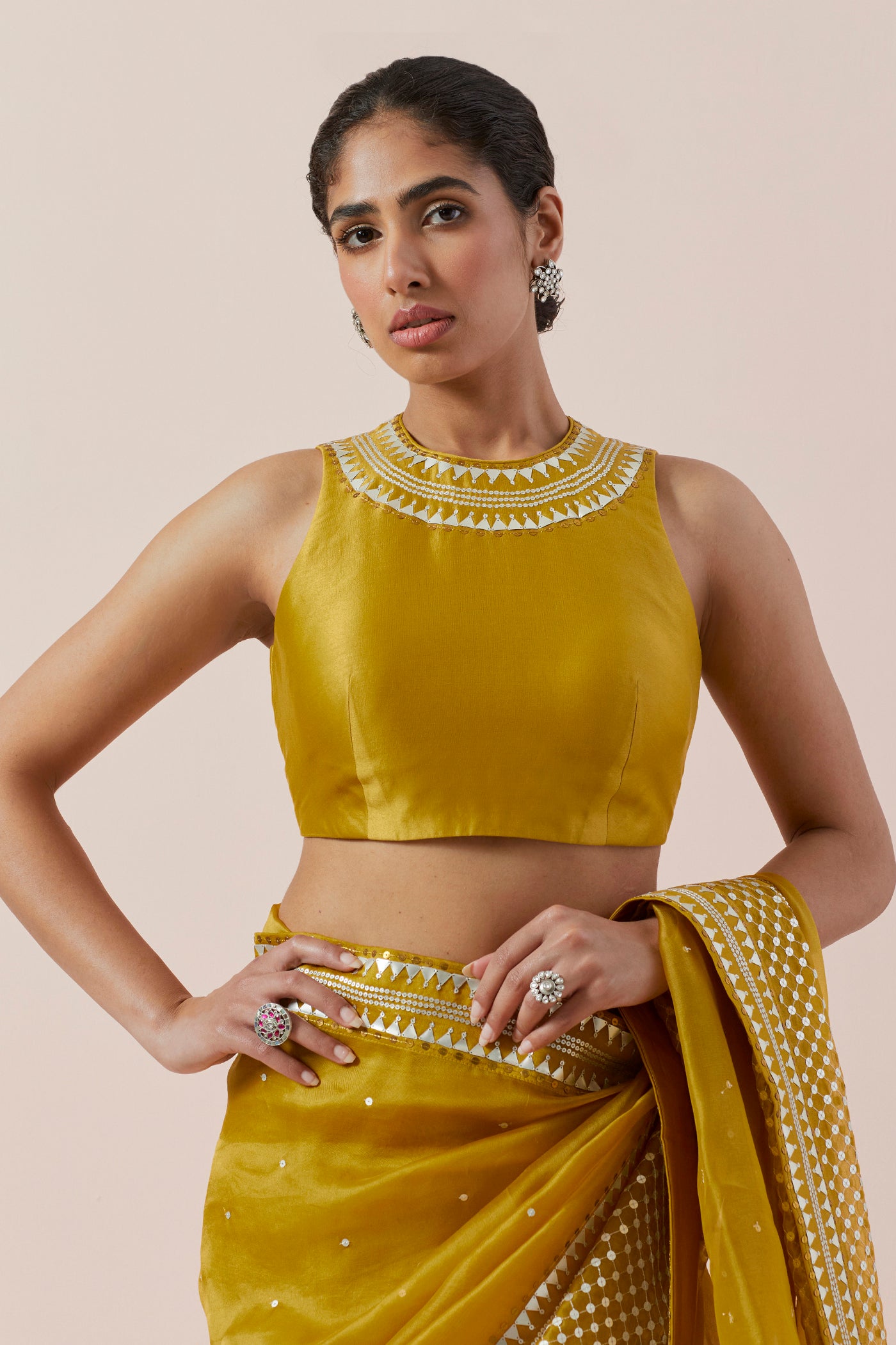 Jaal Border Saree Set