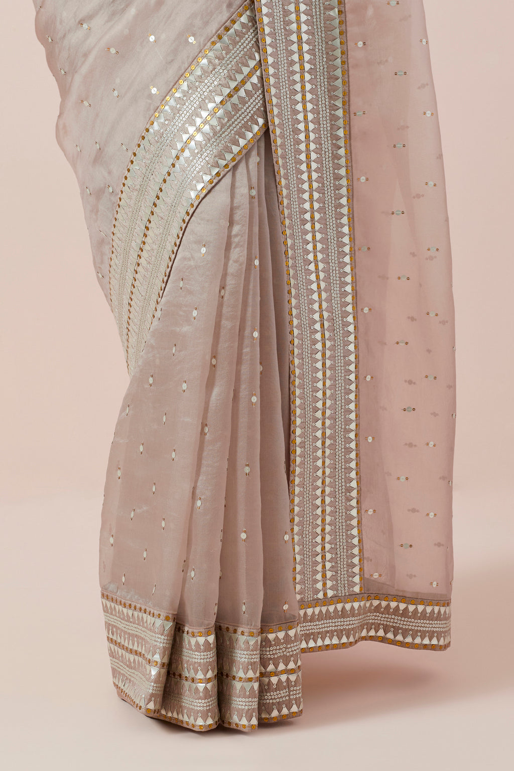 Inverted Fence Border Saree Set