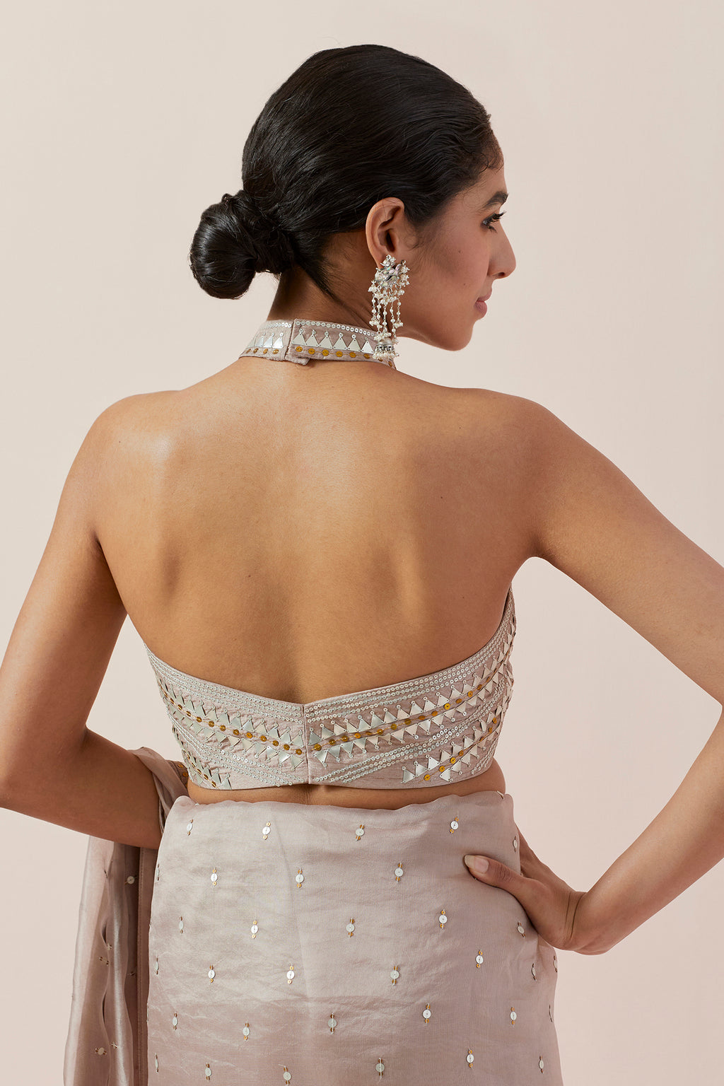 Inverted Fence Border Saree Set