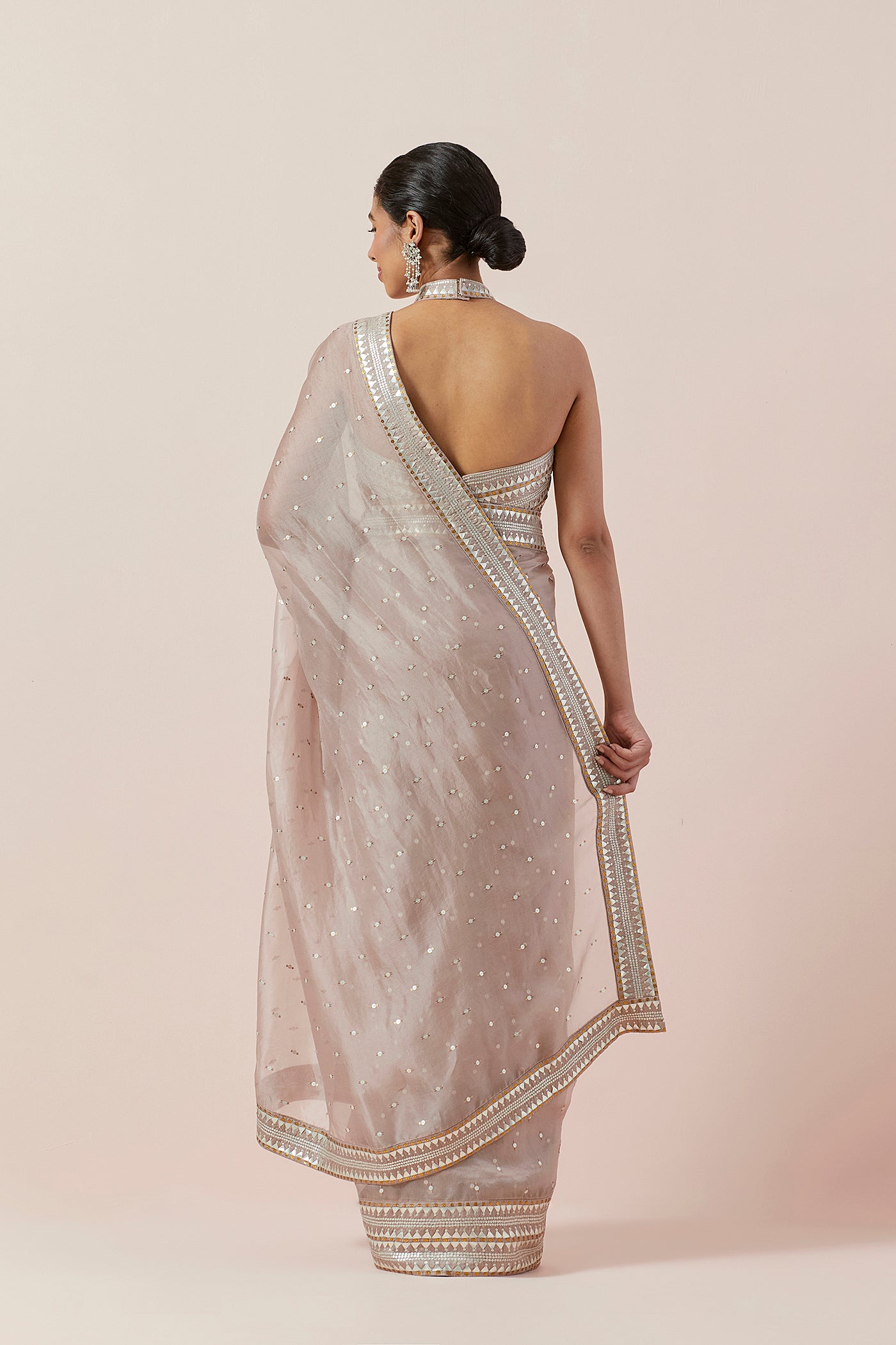 Inverted Fence Border Saree Set