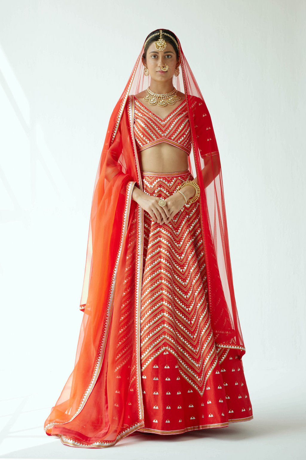 Overall Chevron Hill Motif Lehenga Set