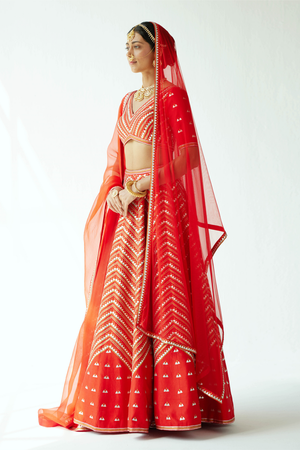 Overall Chevron Hill Motif Lehenga Set