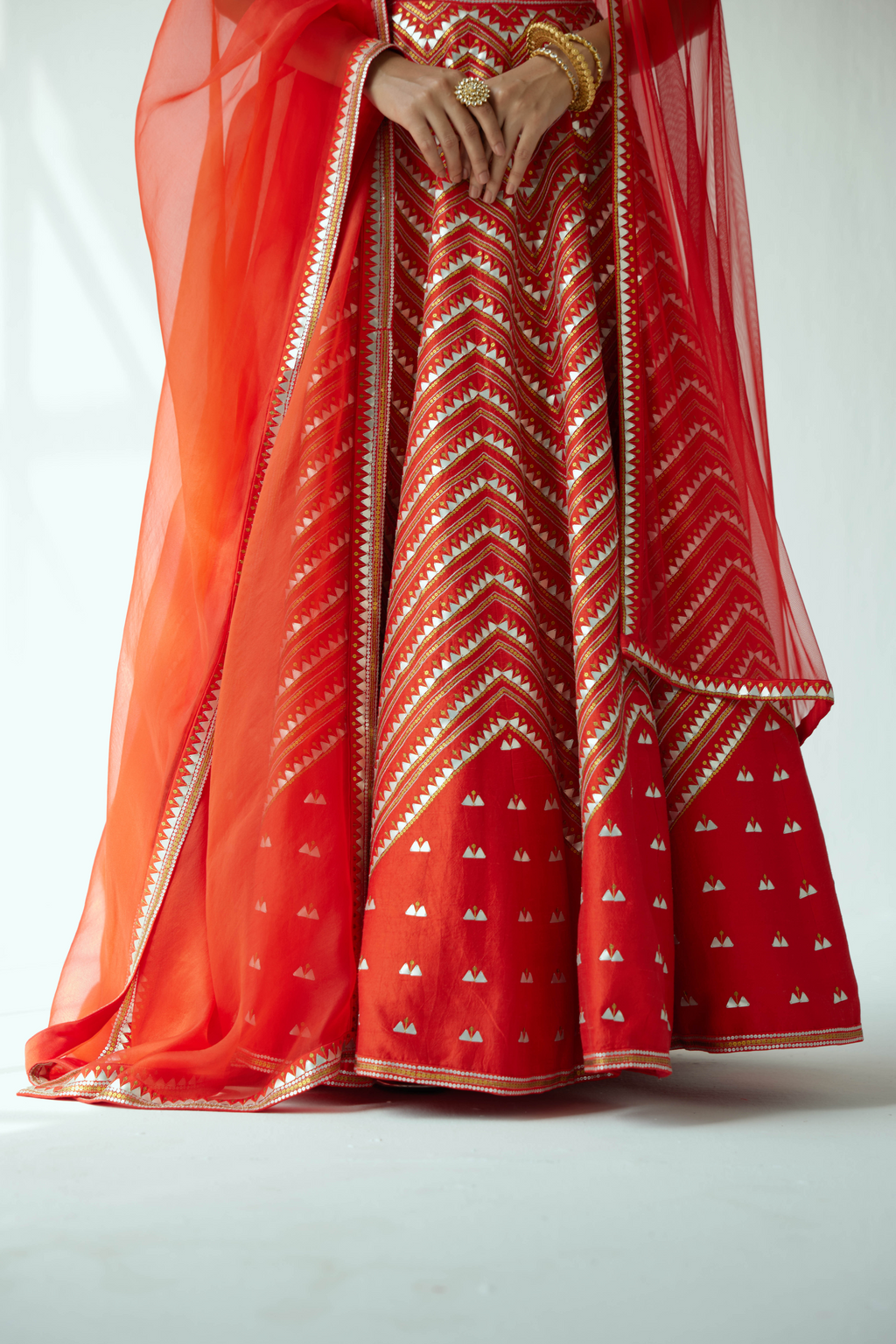 Overall Chevron Hill Motif Lehenga Set