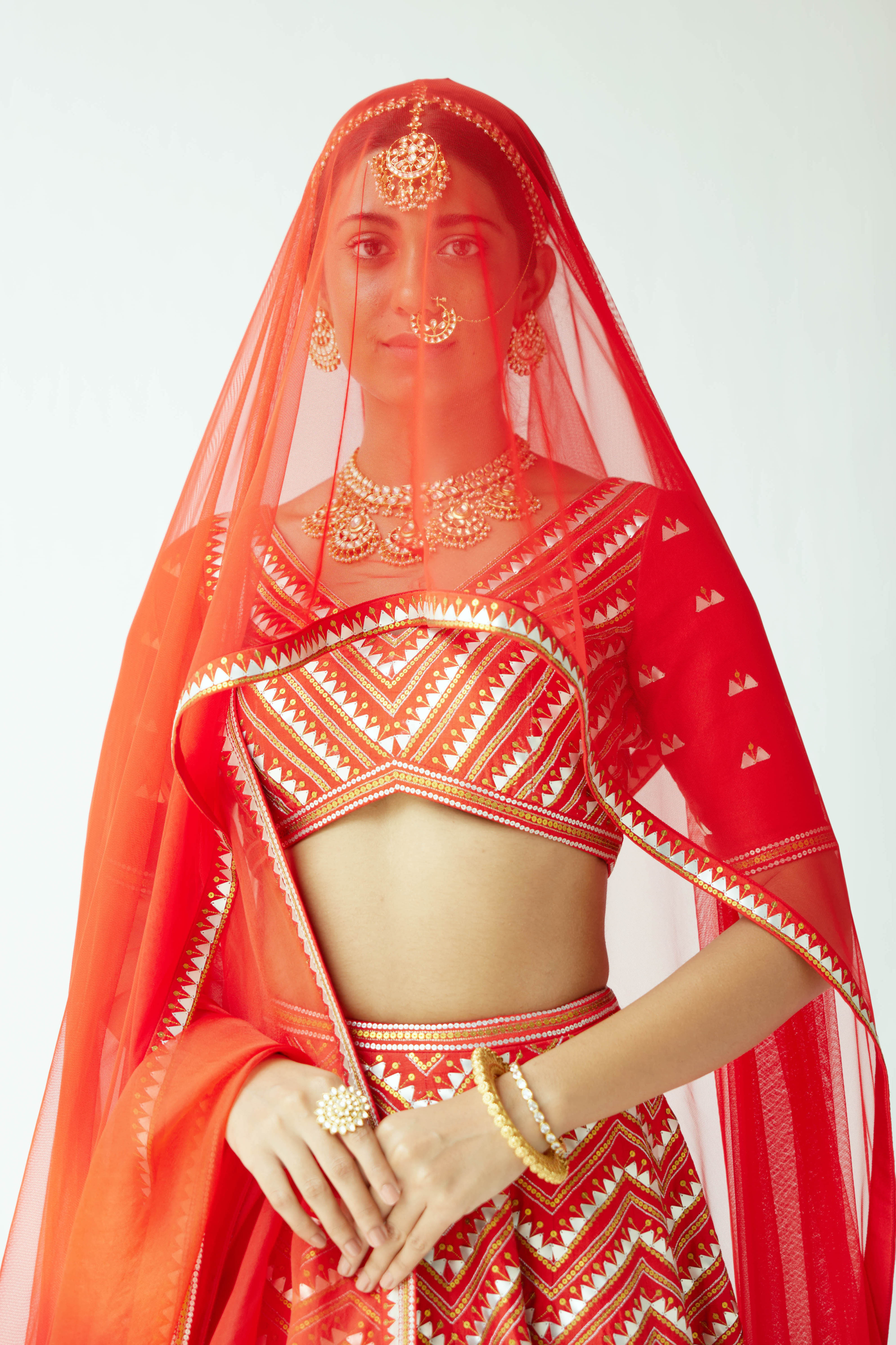 Overall Chevron Hill Motif Lehenga Set