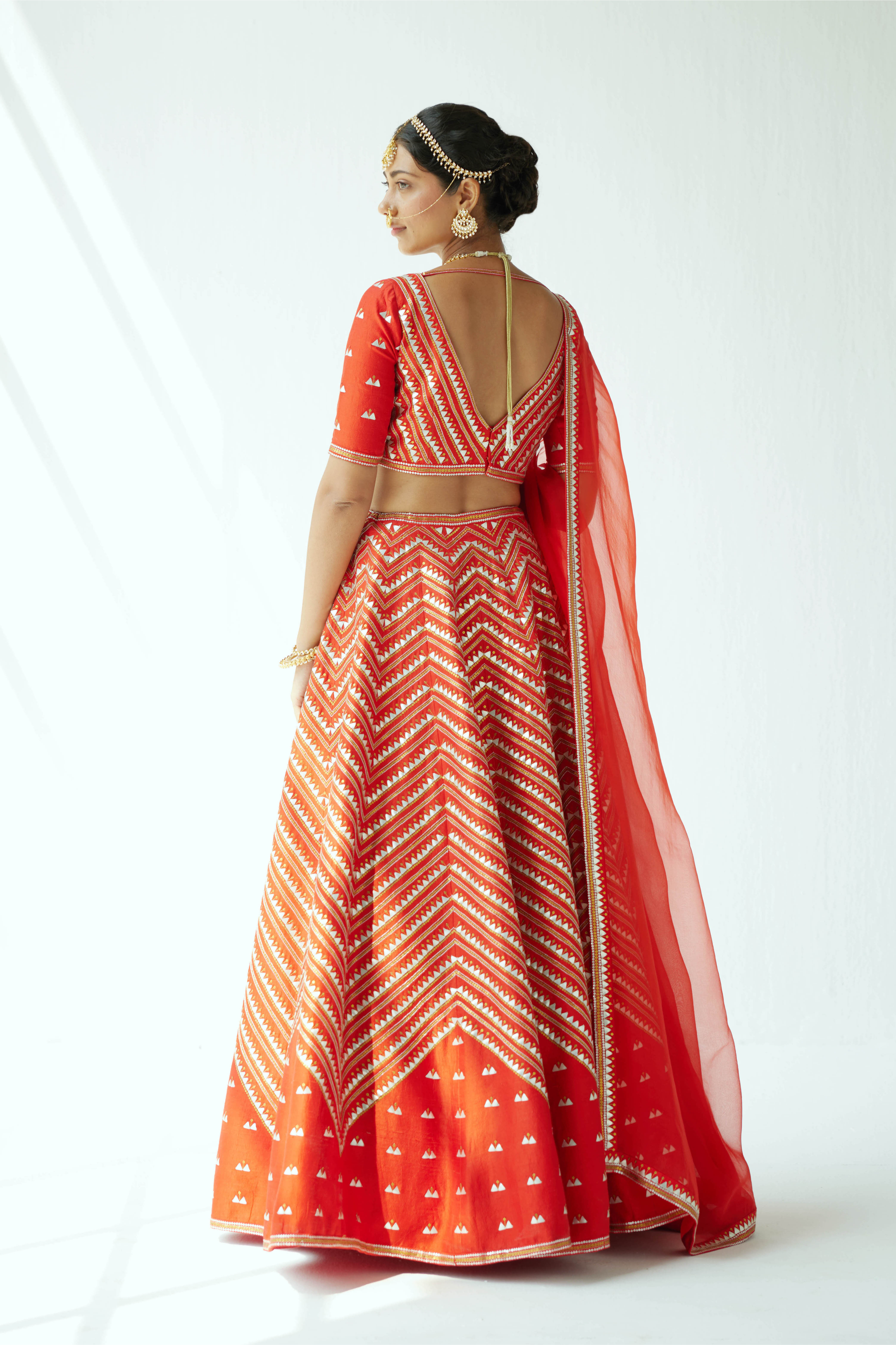 Overall Chevron Hill Motif Lehenga Set