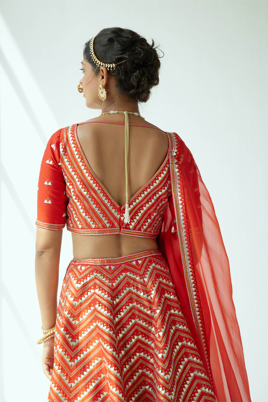 Overall Chevron Hill Motif Lehenga Set