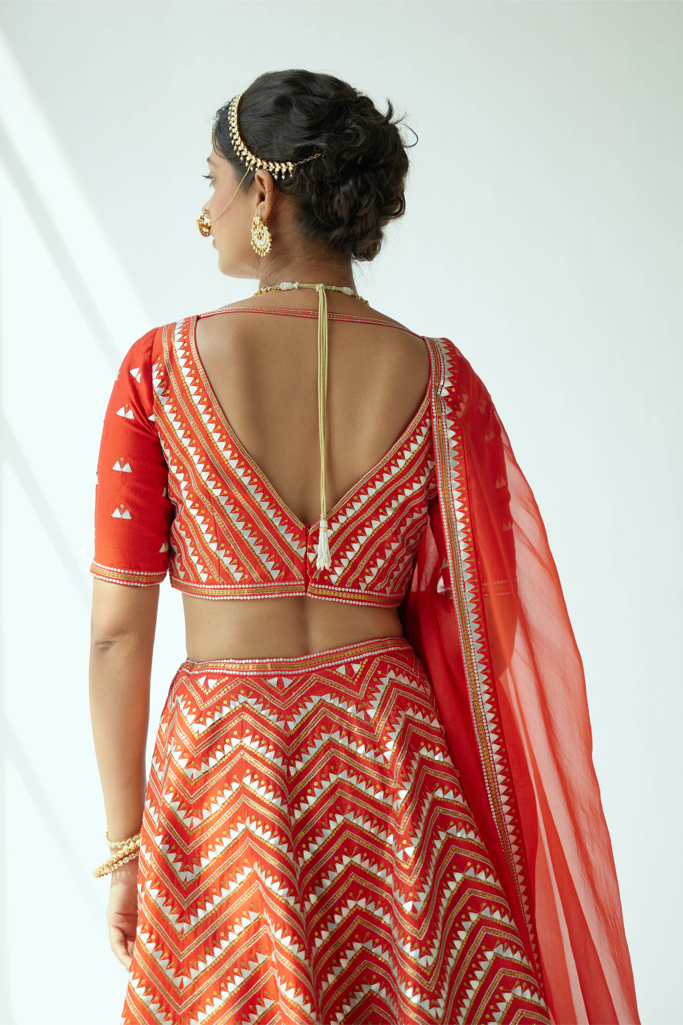 Overall Chevron Hill Motif Lehenga Set