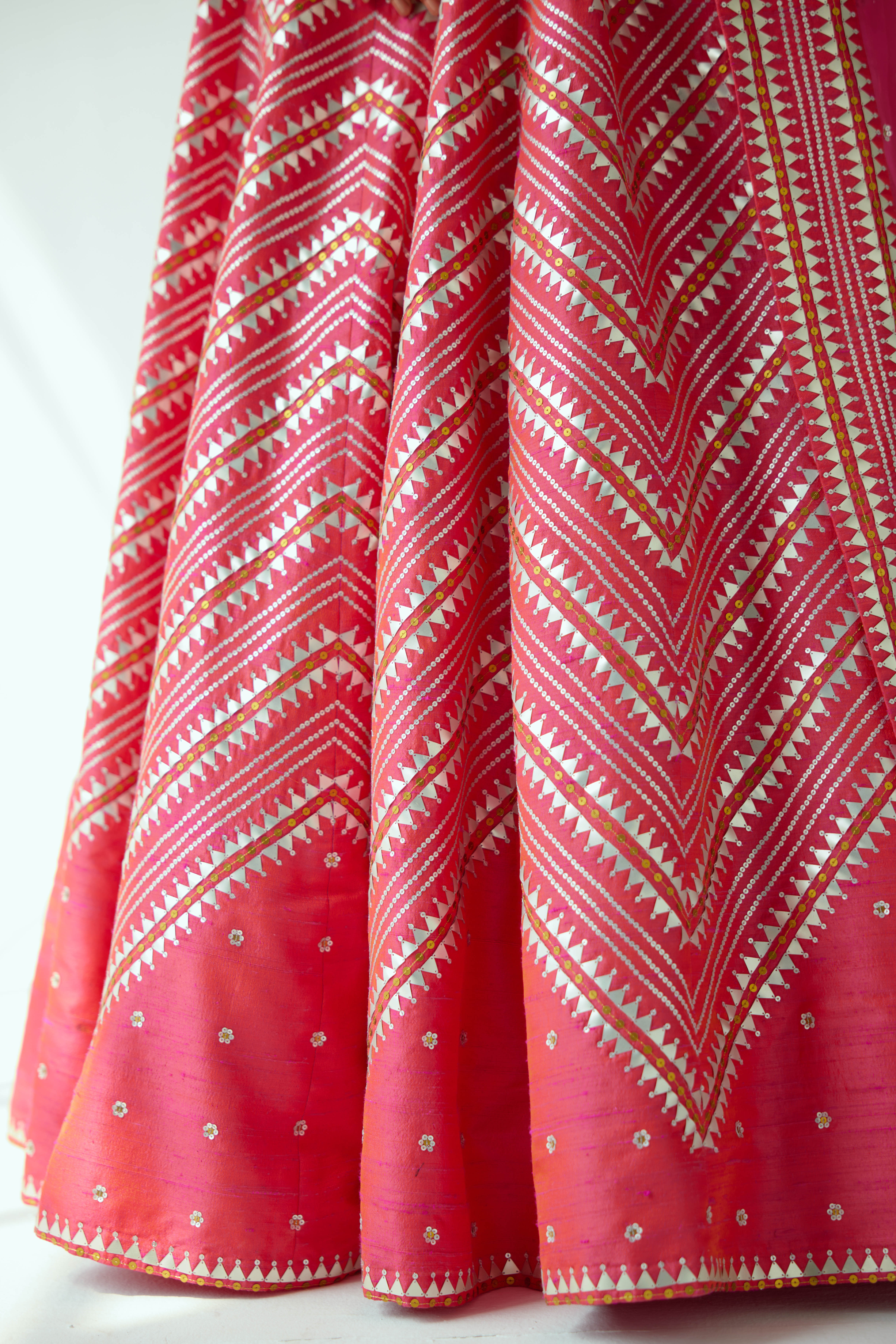 Overall Chevron Fence Motif Lehenga Set