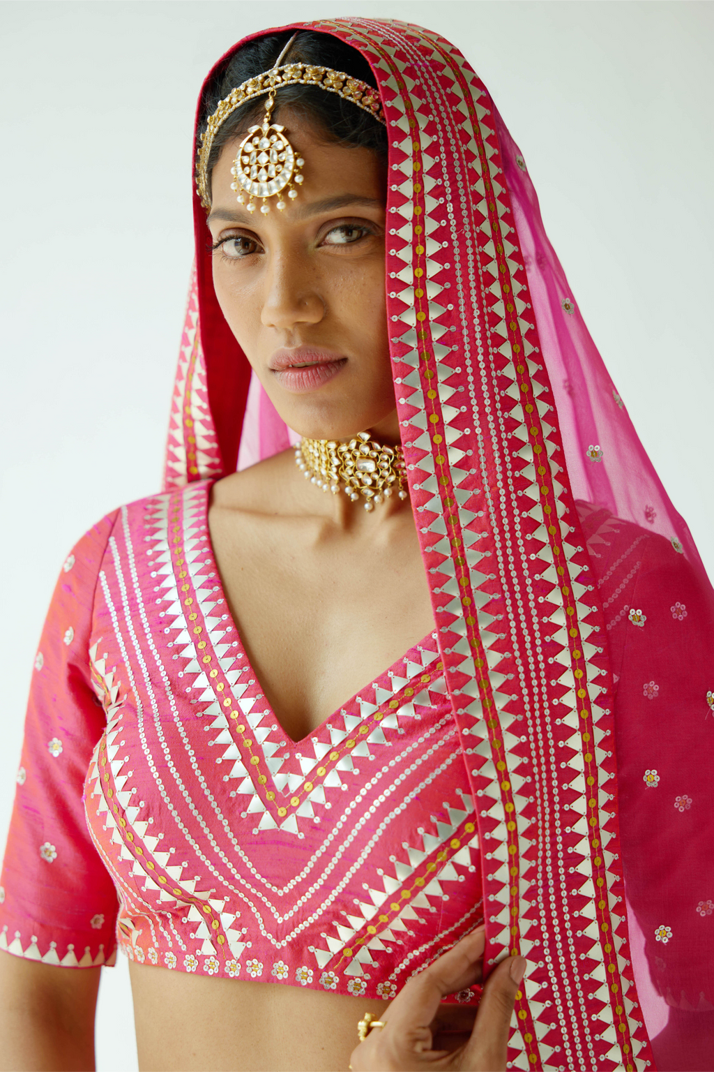 Overall Chevron Fence Motif Lehenga Set