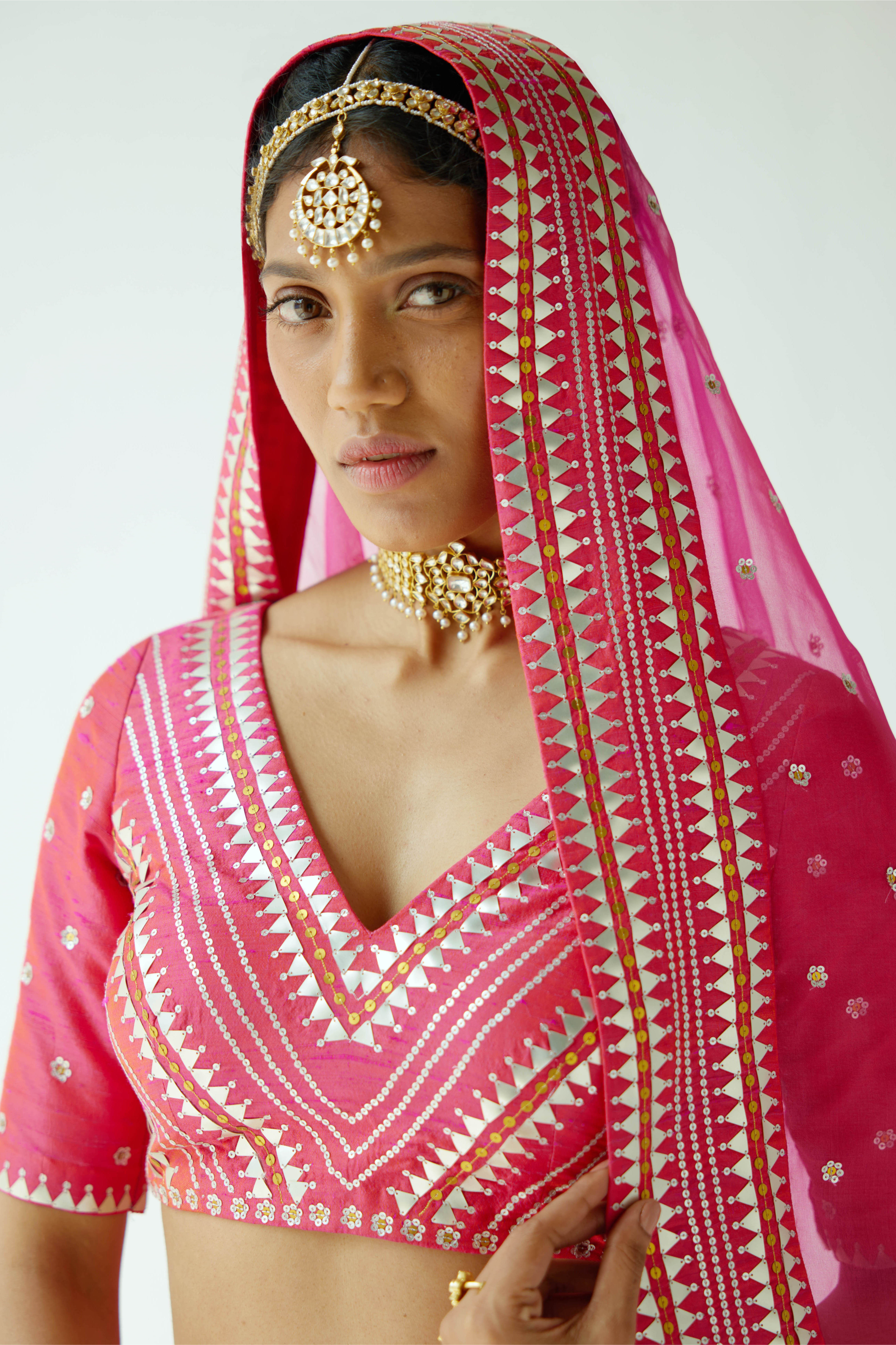 Overall Chevron Fence Motif Lehenga Set