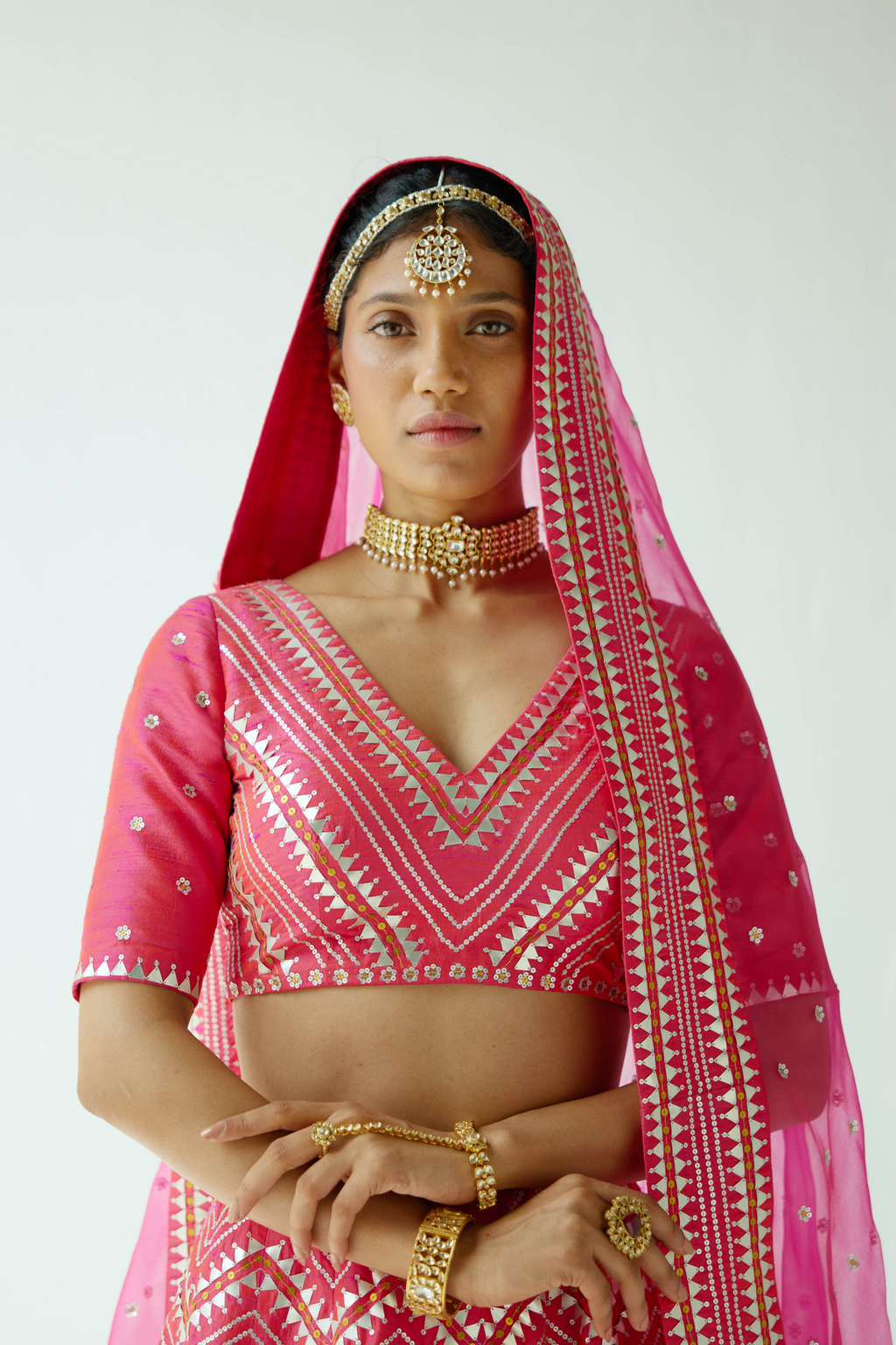 Overall Chevron Fence Motif Lehenga Set