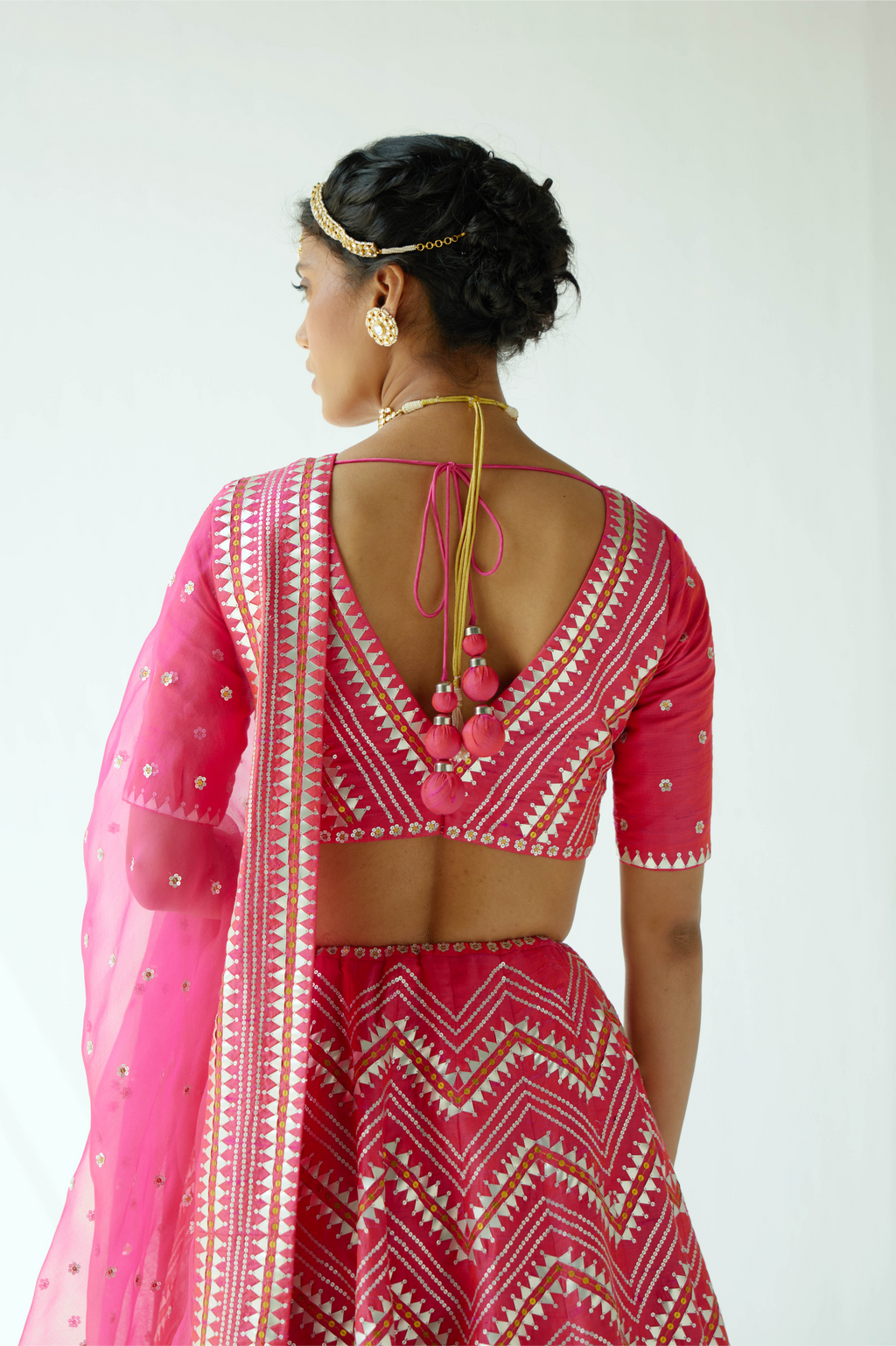 Overall Chevron Fence Motif Lehenga Set