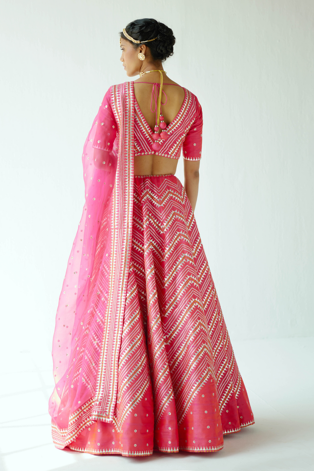 Overall Chevron Fence Motif Lehenga Set