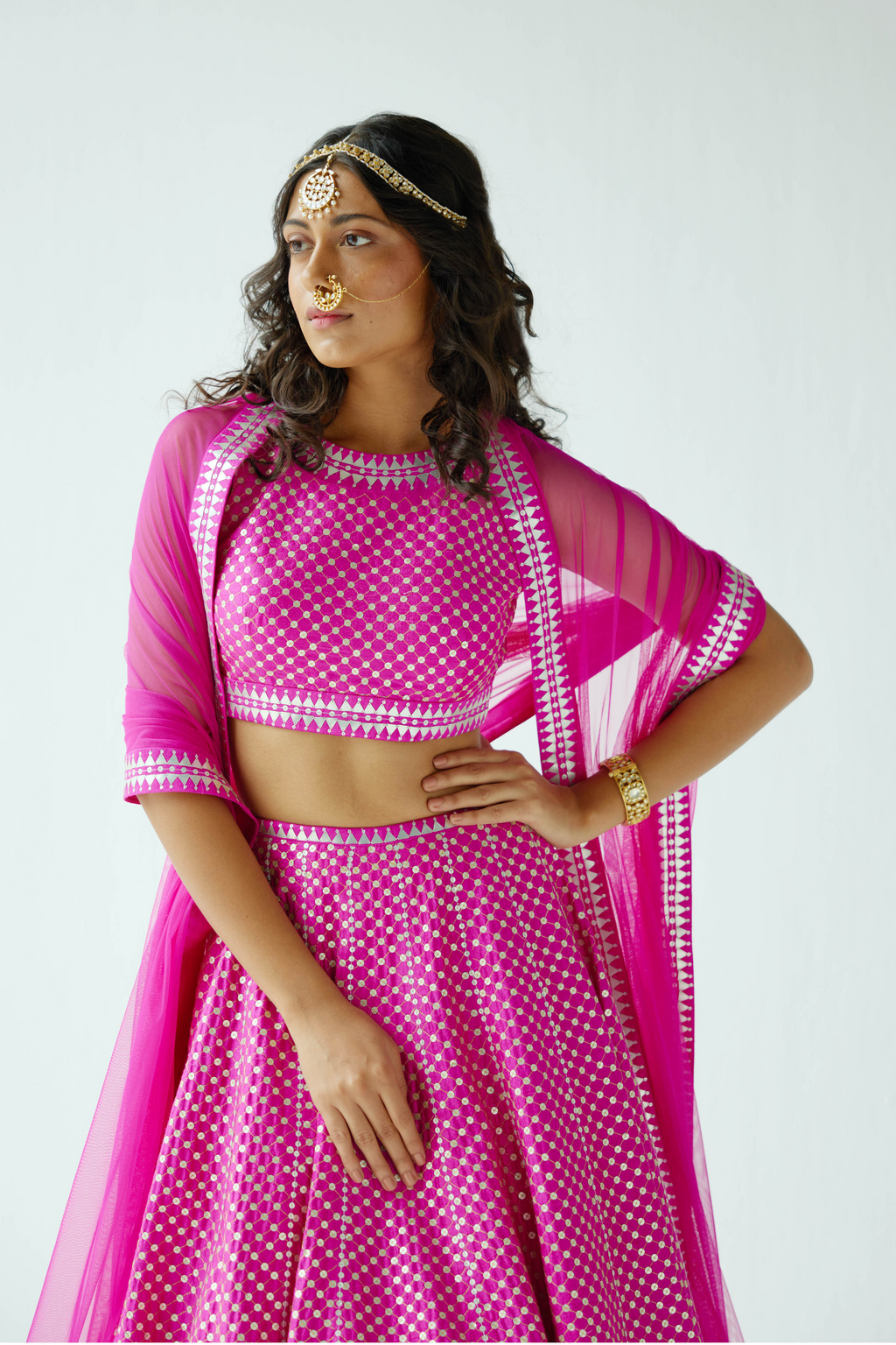 Overall Jaal Lehenga Set