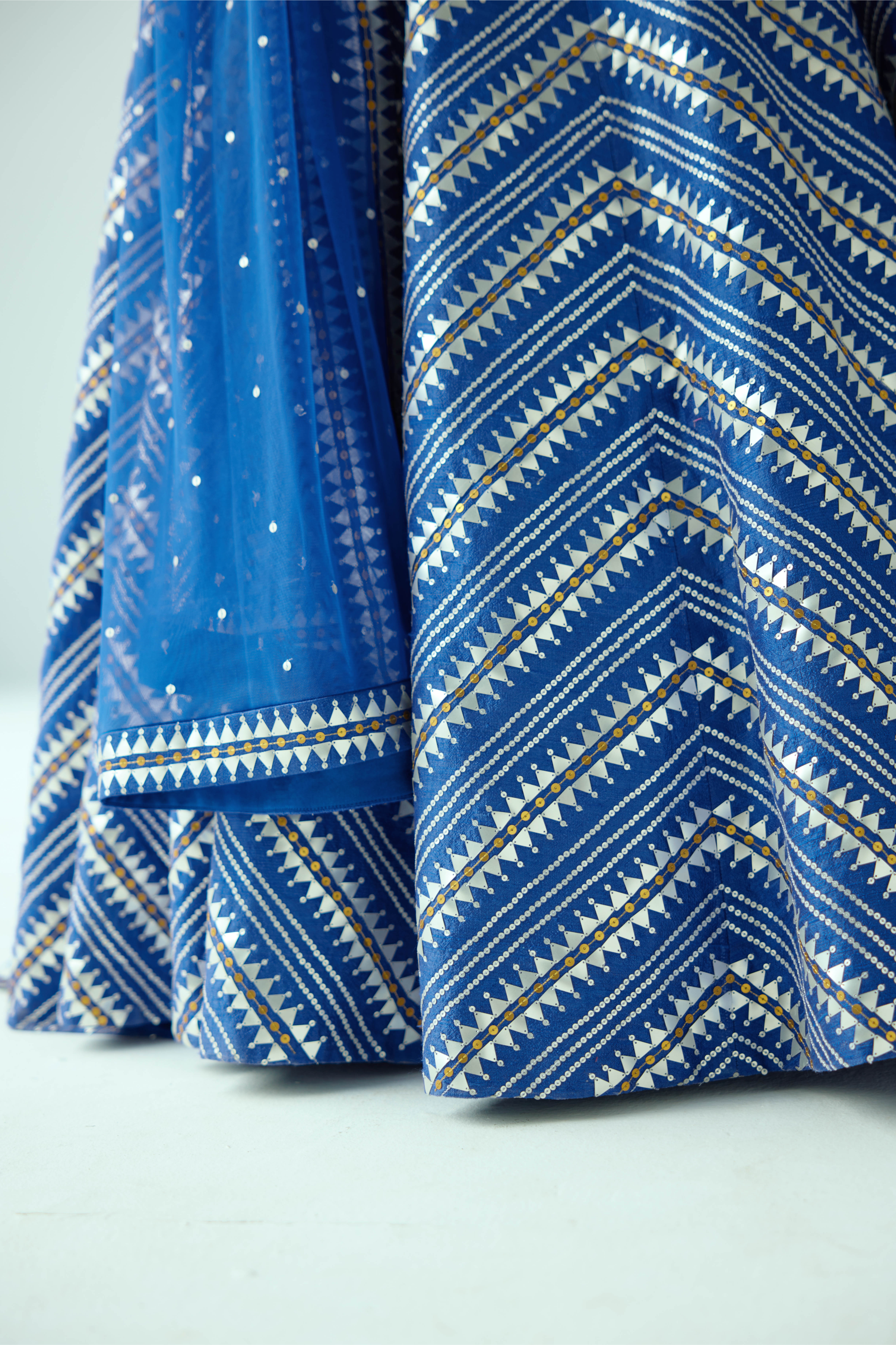 Embroidered Chevron Border Lehenga Set