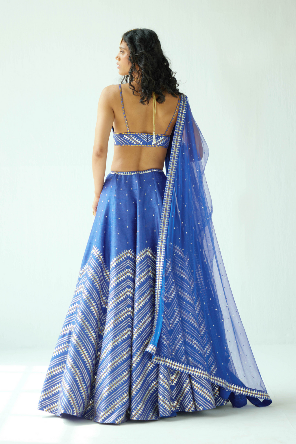 Embroidered Chevron Border Lehenga Set