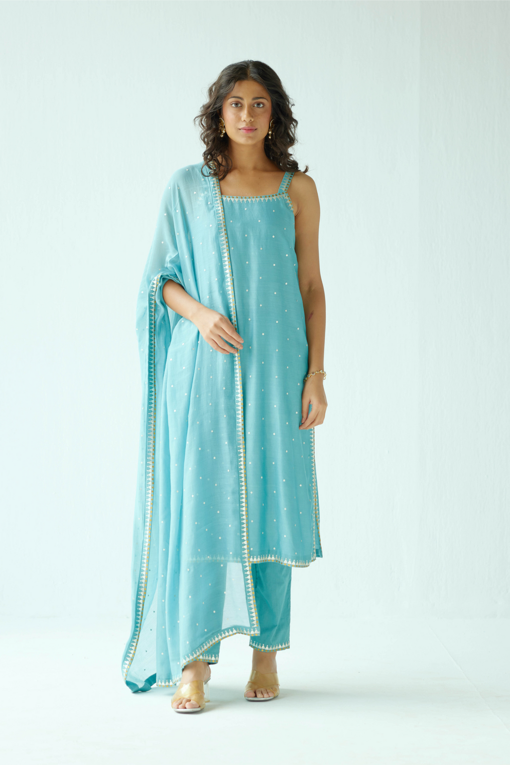 Pyramid Motif Strappy Kurta Set