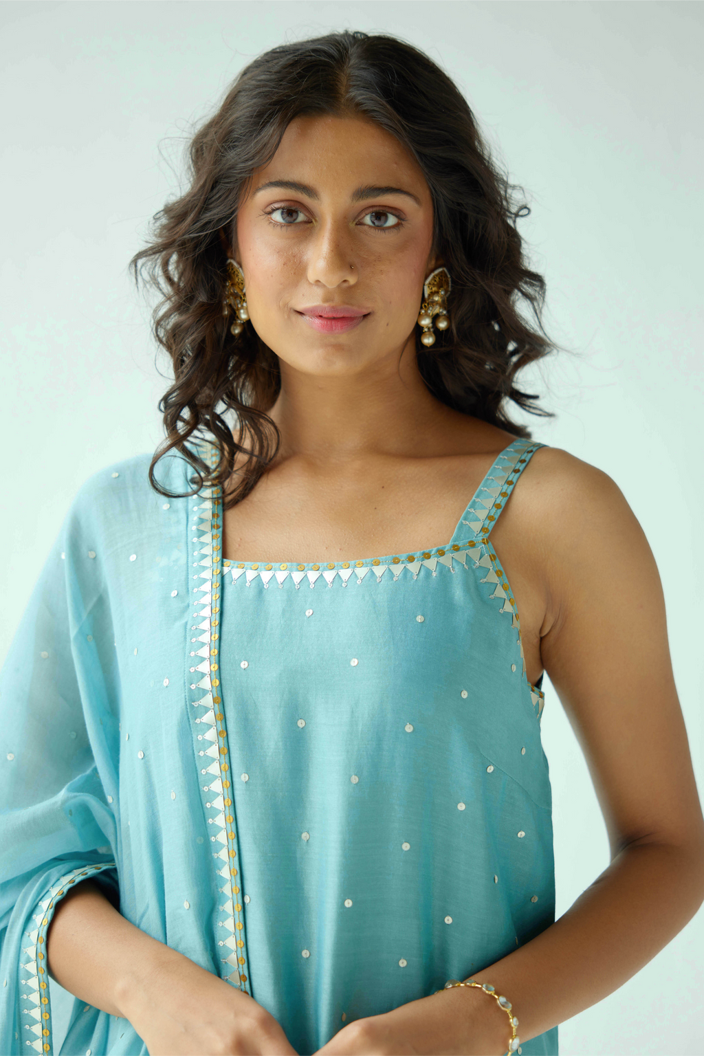 Pyramid Motif Strappy Kurta Set