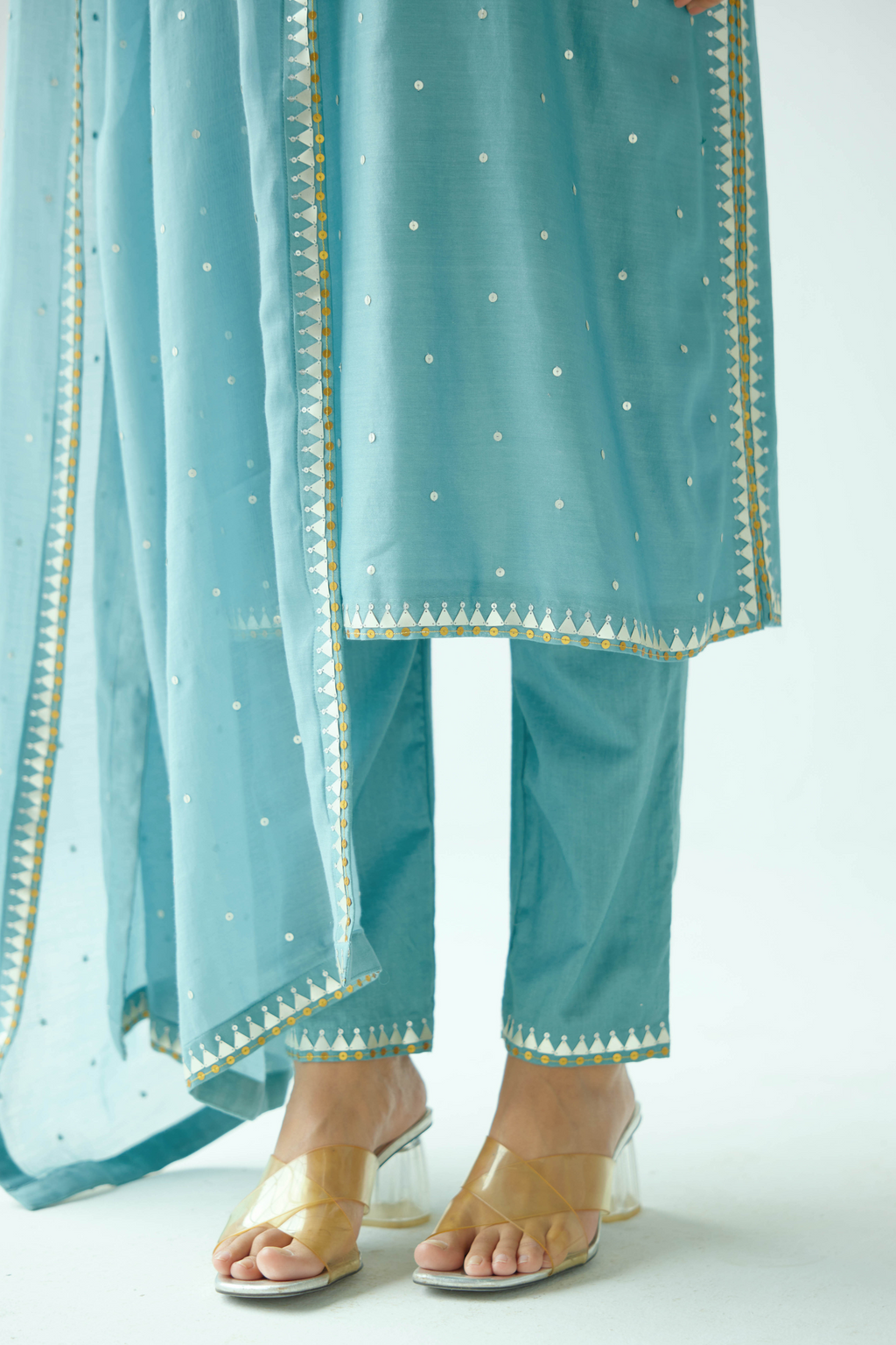 Pyramid Motif Strappy Kurta Set