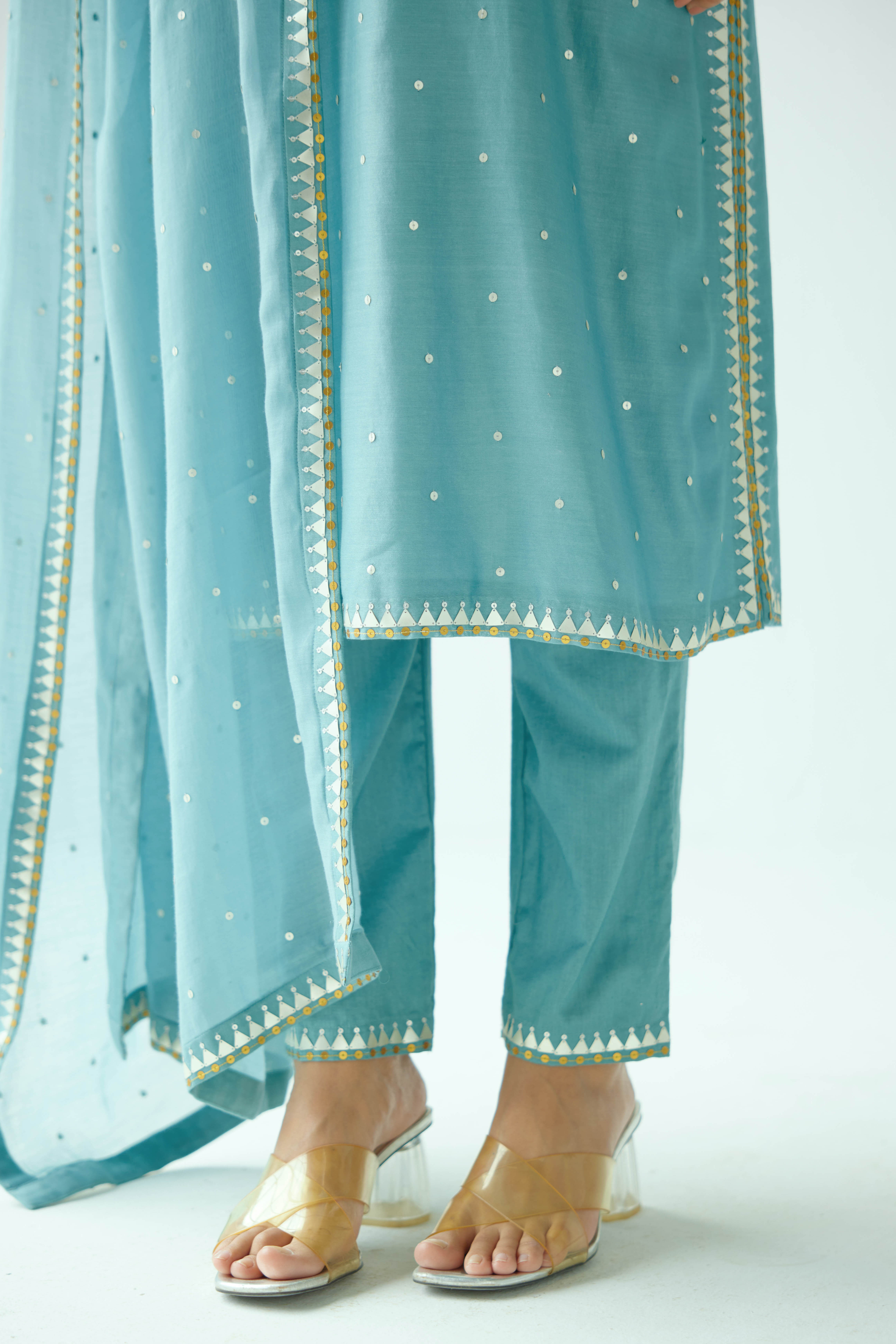 Pyramid Motif Strappy Kurta Set