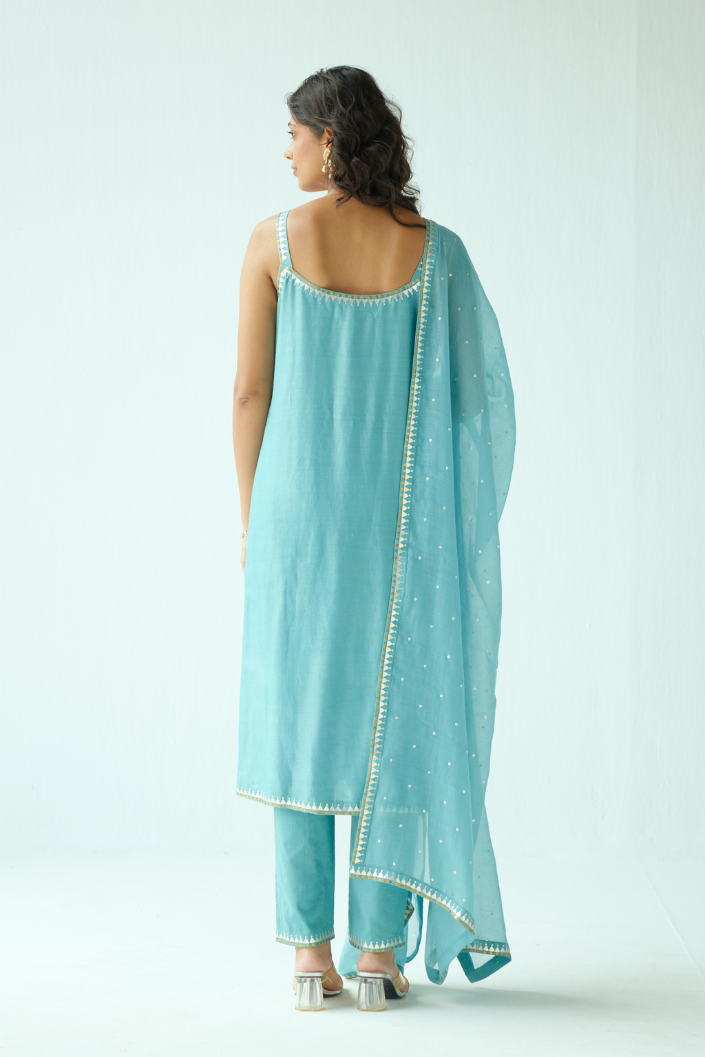 Pyramid Motif Strappy Kurta Set