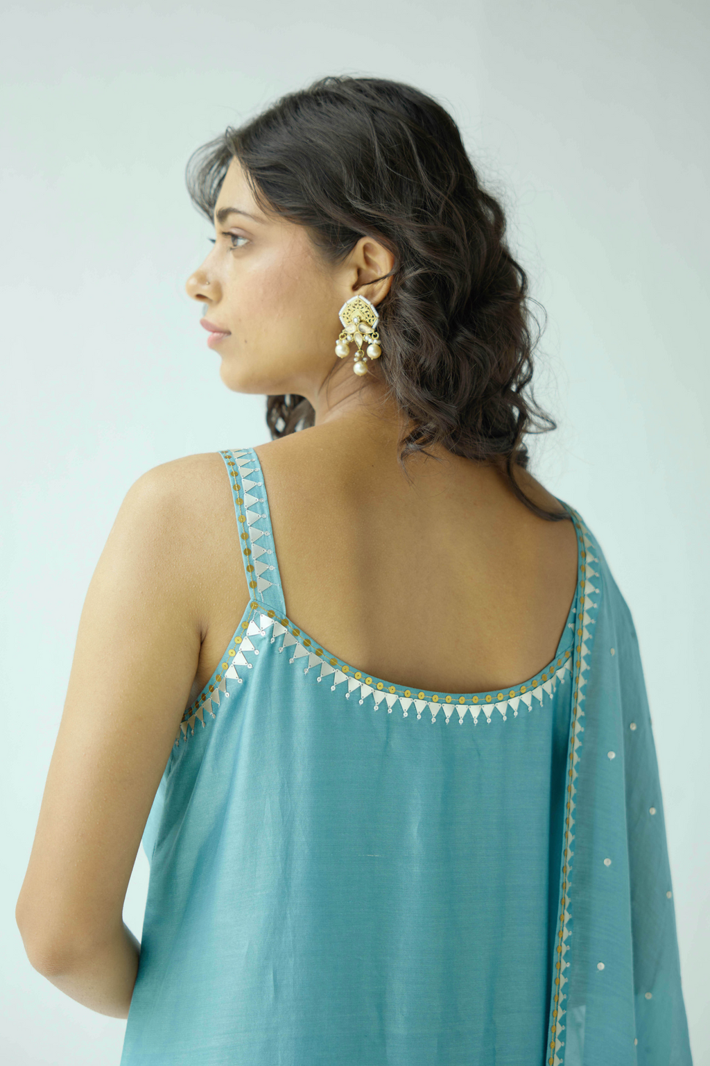 Pyramid Motif Strappy Kurta Set