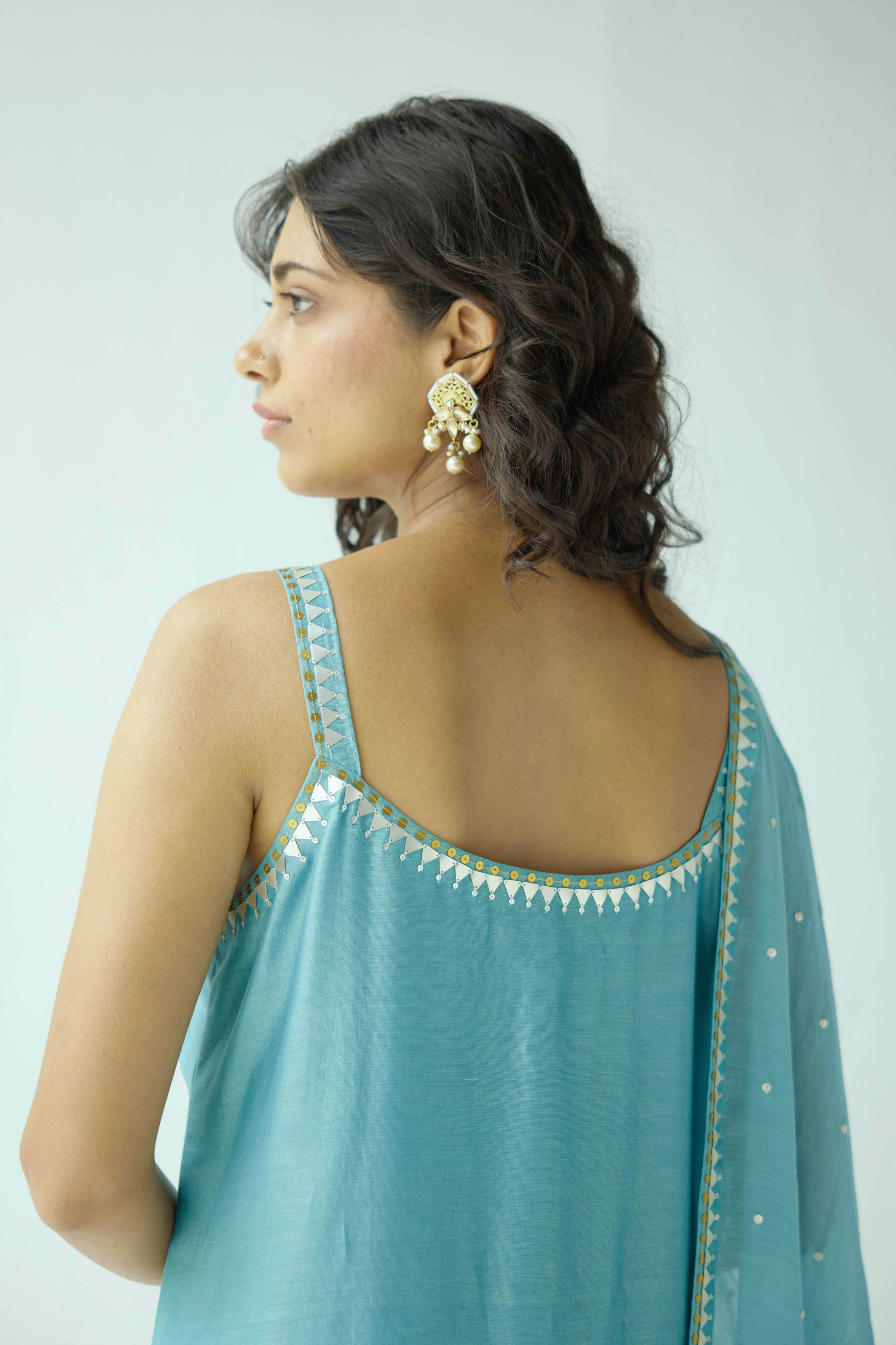 Pyramid Motif Strappy Kurta Set