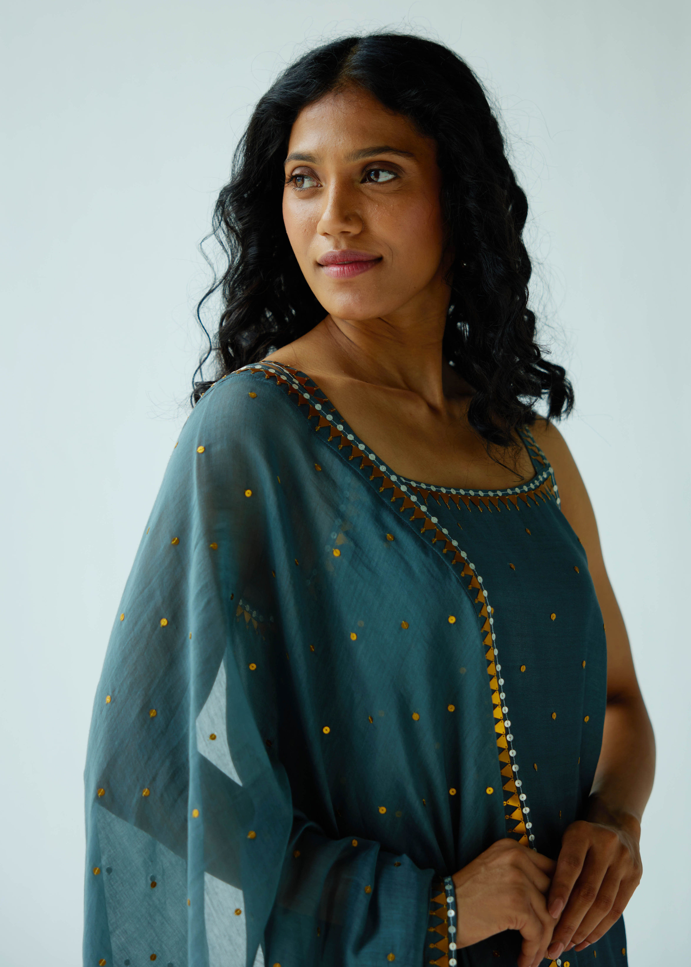 Pyramid Motif Strappy Kurta Set