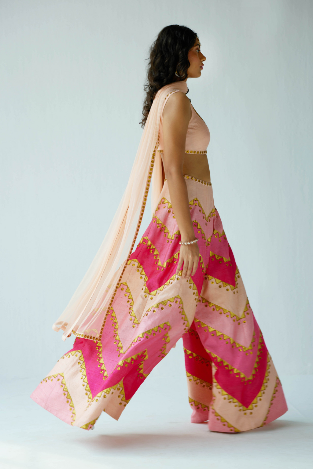 Multi-Coloured Chevron Palazzo Set