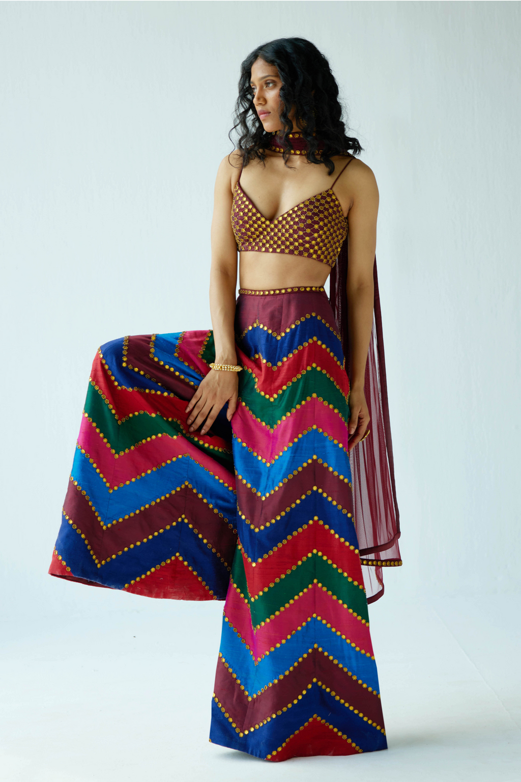 Multi-Coloured Chevron Palazzo Set