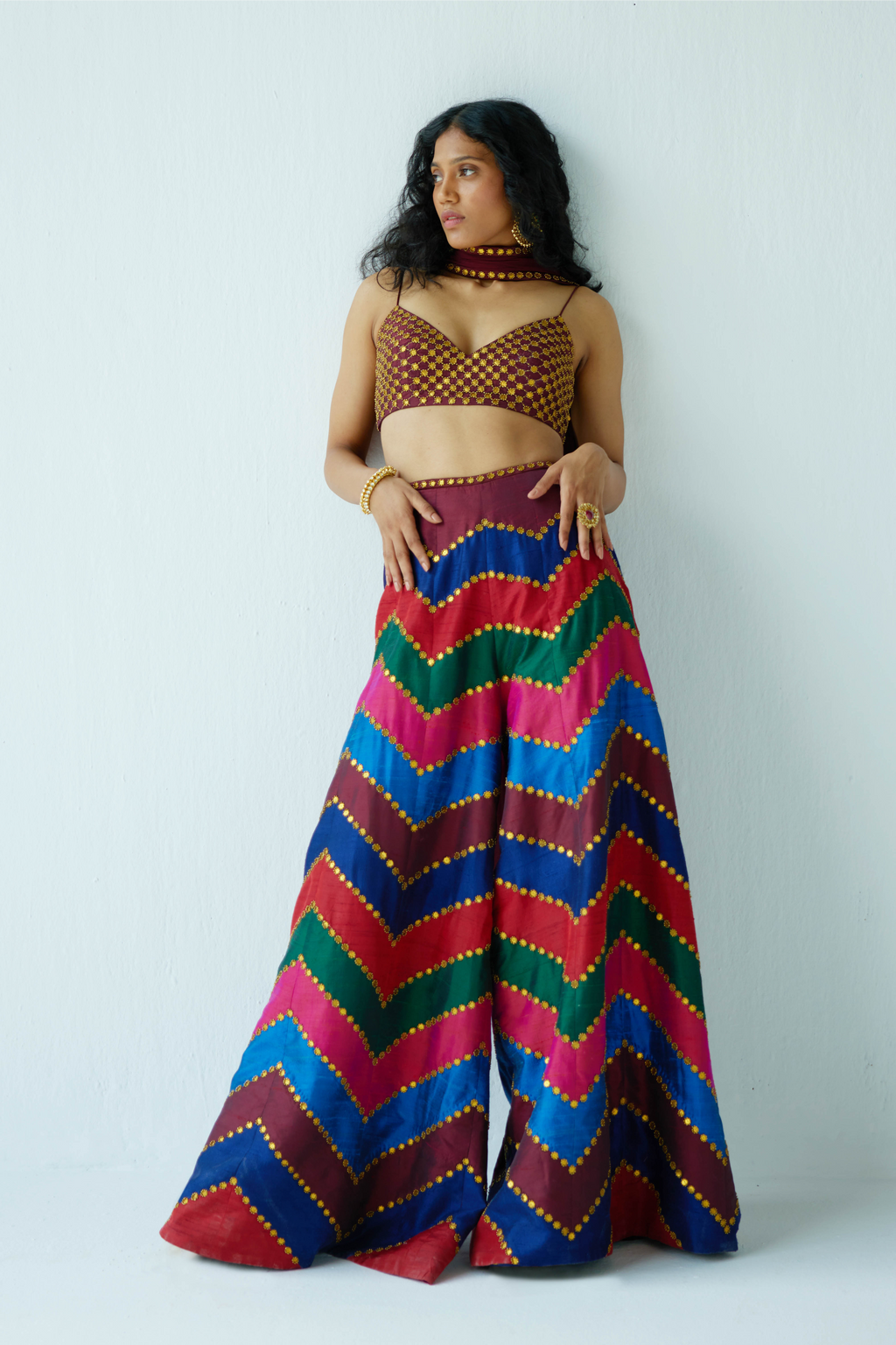 Multi-Coloured Chevron Palazzo Set