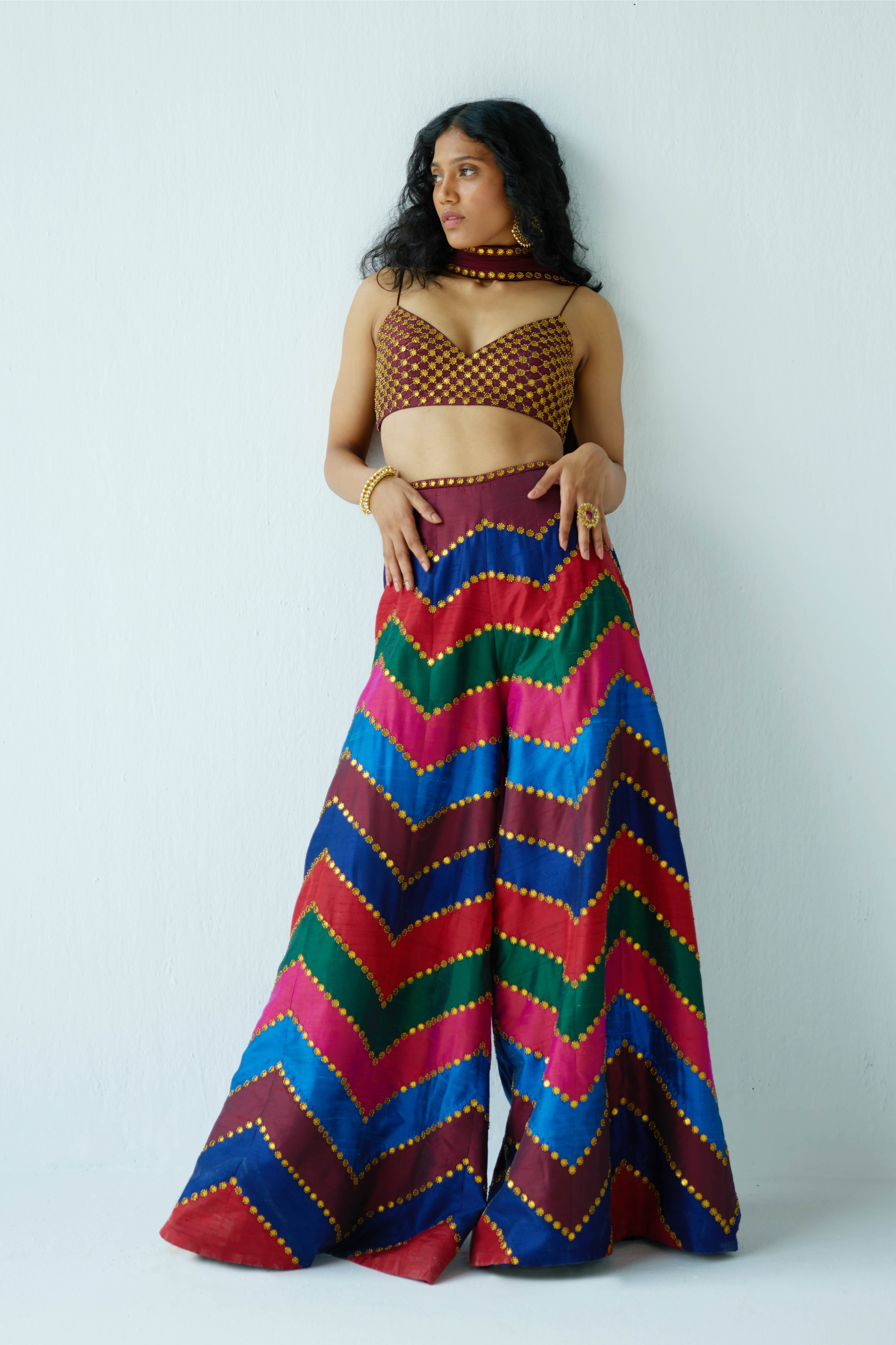 Multi-Coloured Chevron Palazzo Set