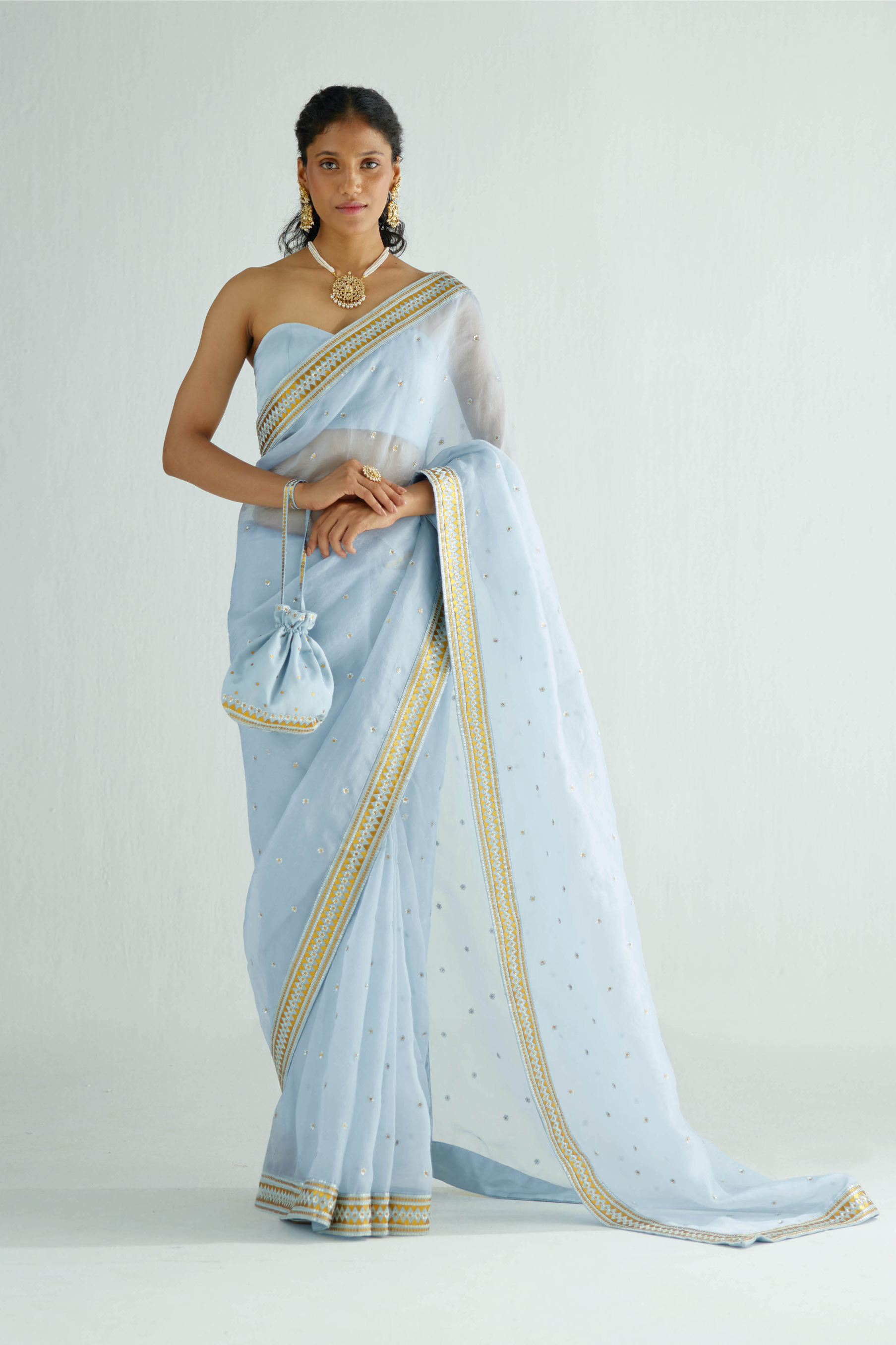 Mirrored Pyramids Border Saree Set