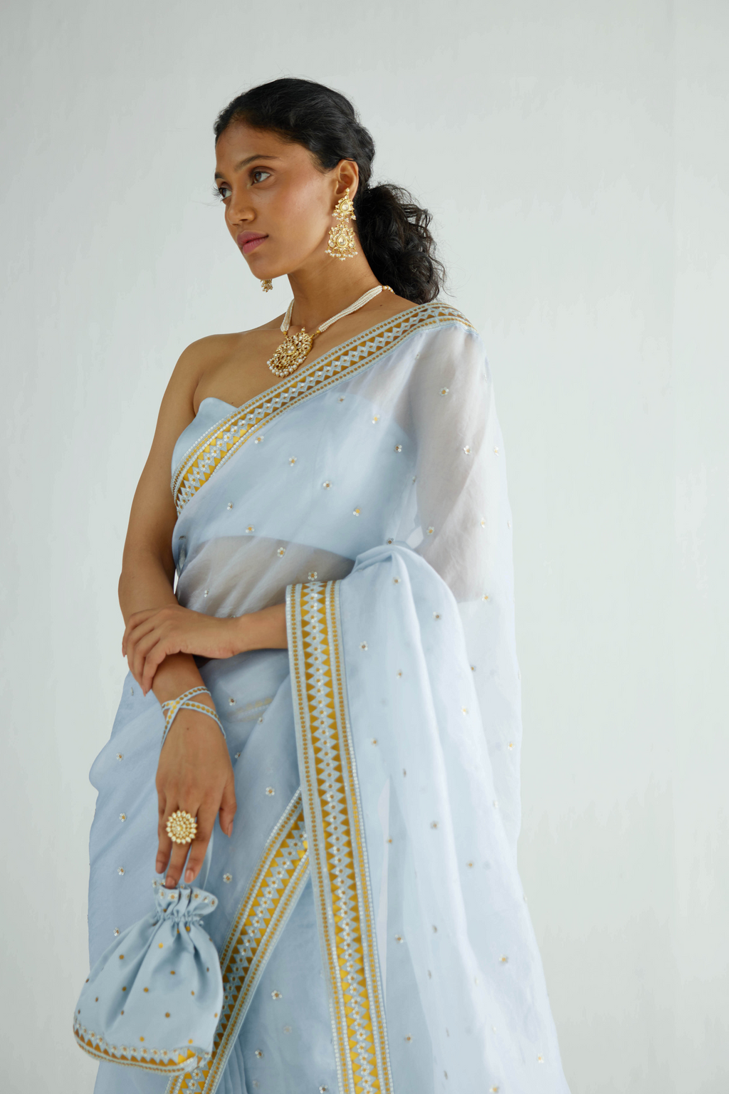 Mirrored Pyramids Border Saree Set