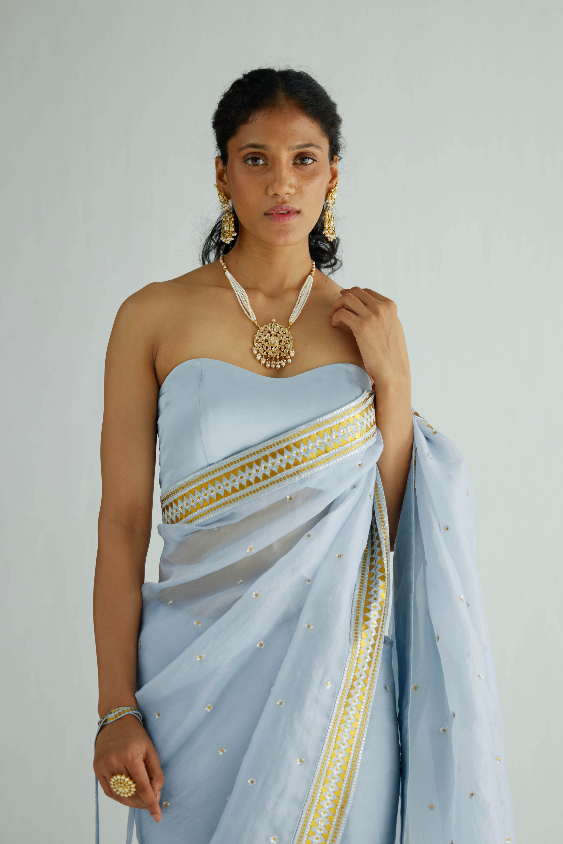 Mirrored Pyramids Border Saree Set