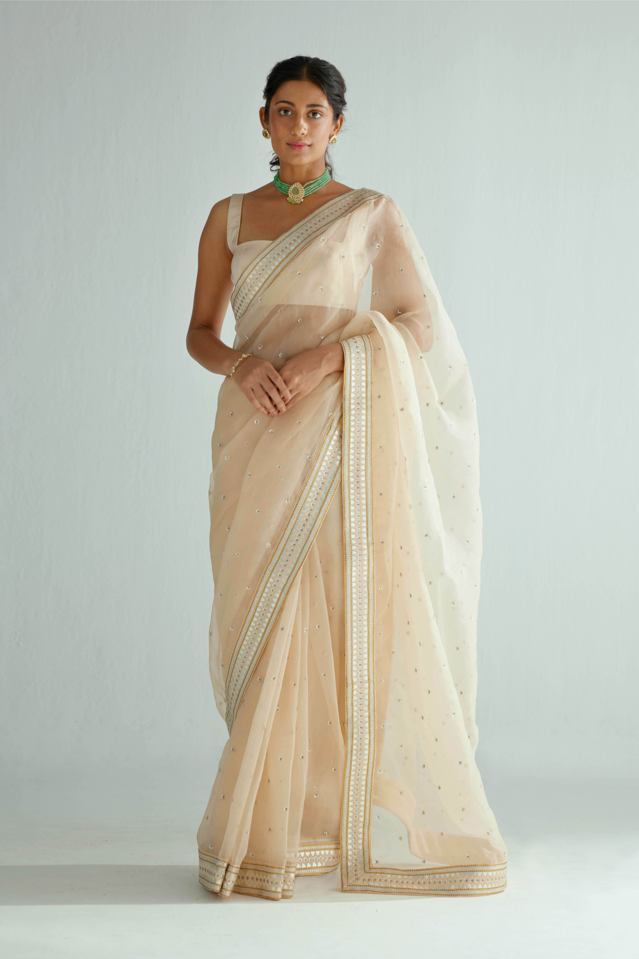 Mirrored Pyramids Border Saree Set