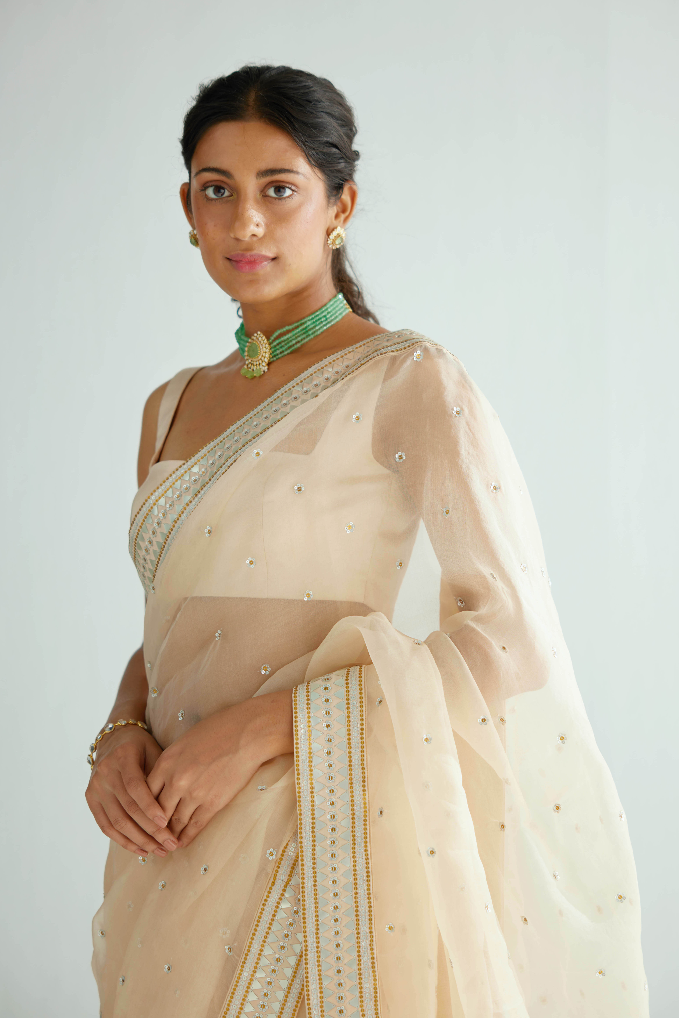 Mirrored Pyramids Border Saree Set