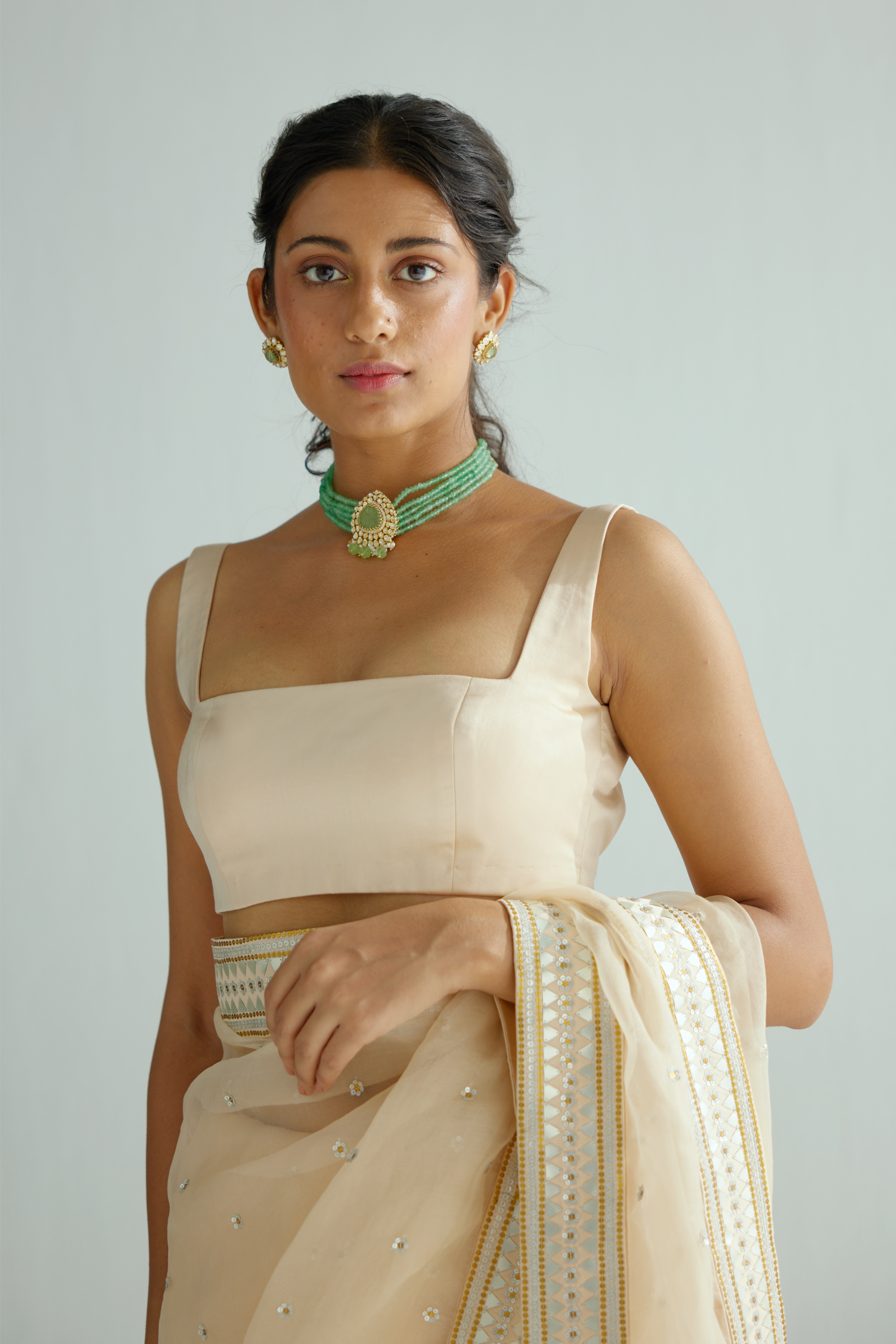 Mirrored Pyramids Border Saree Set