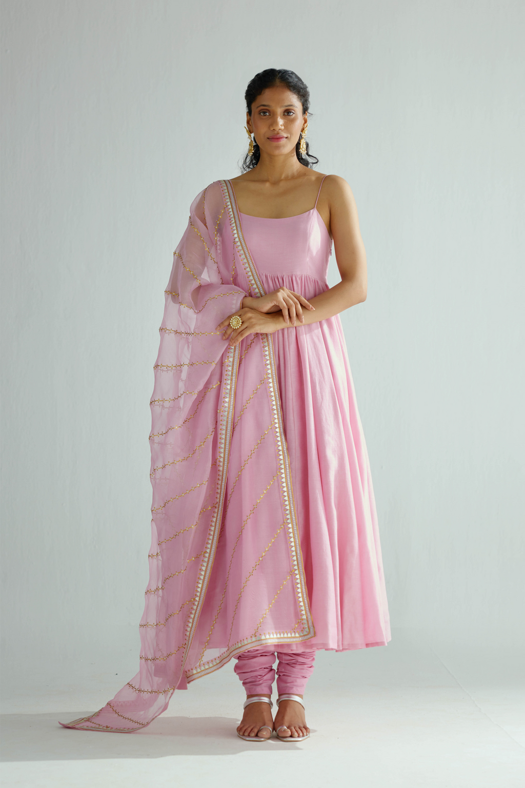 Slant Lines Dupatta And Anarkali Set