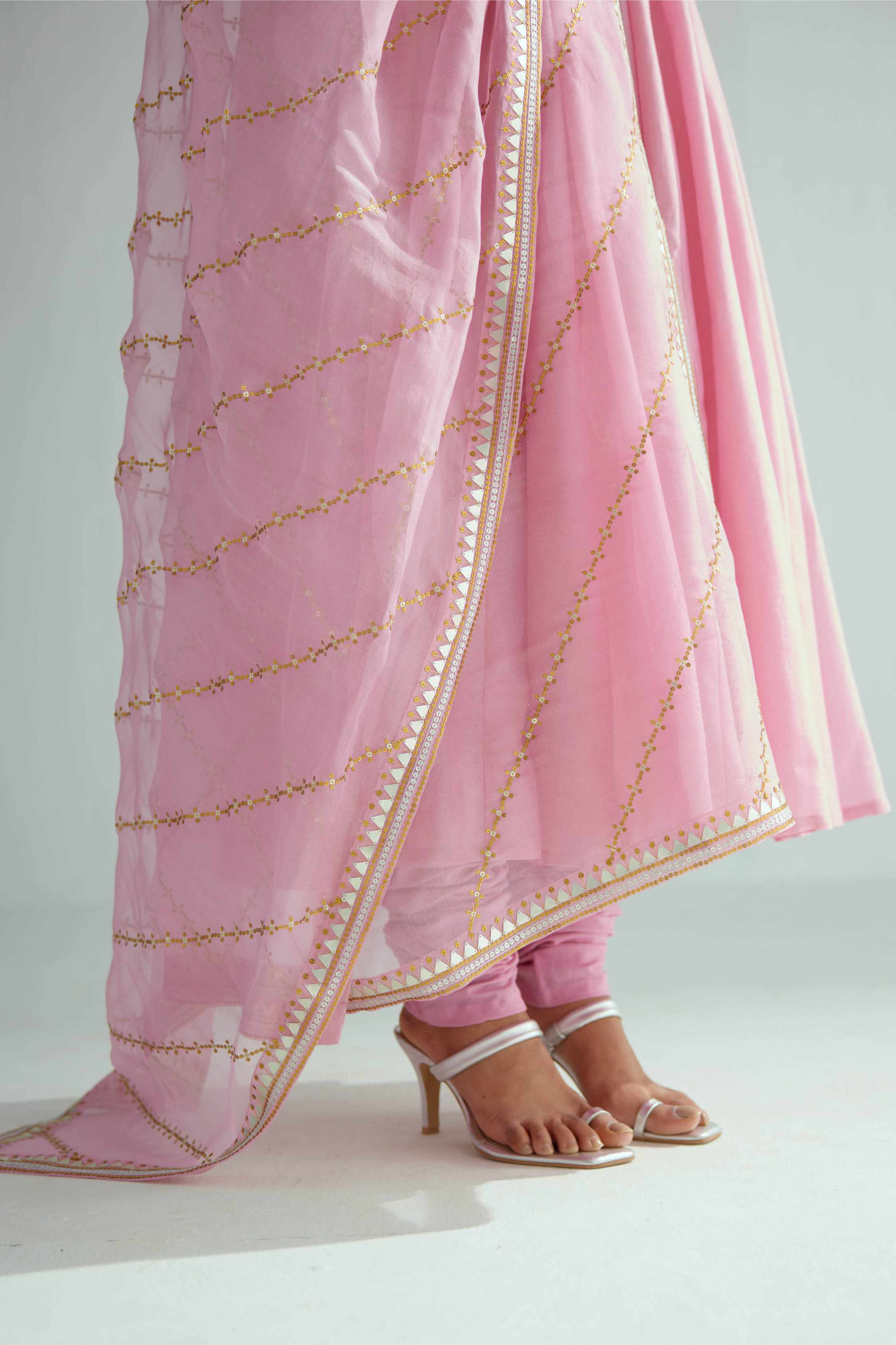 Slant Lines Dupatta And Anarkali Set
